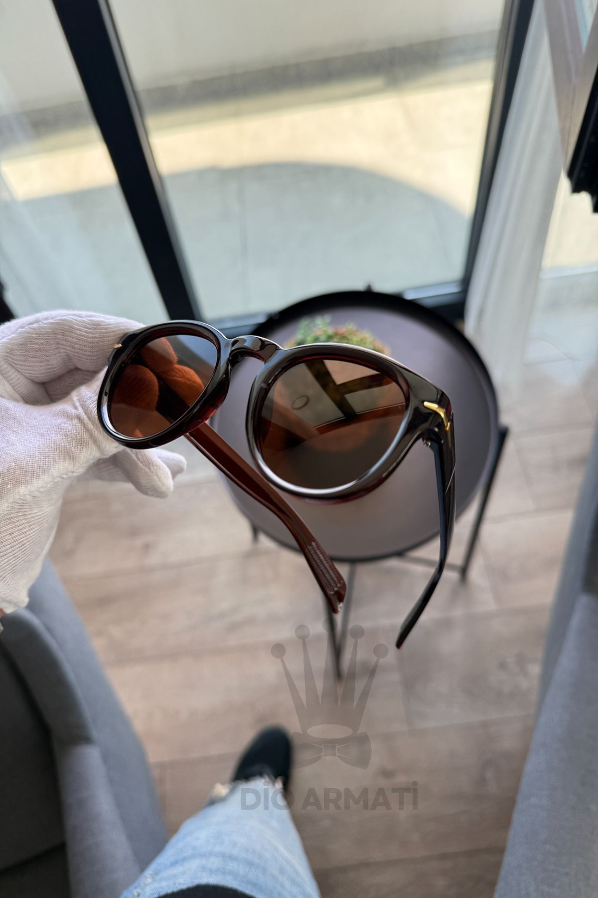 Dio Armati Güneş Gözlüğü Kadın & Erkek Uv400 Cam Ce Belgeli Bej Unisex Model-4