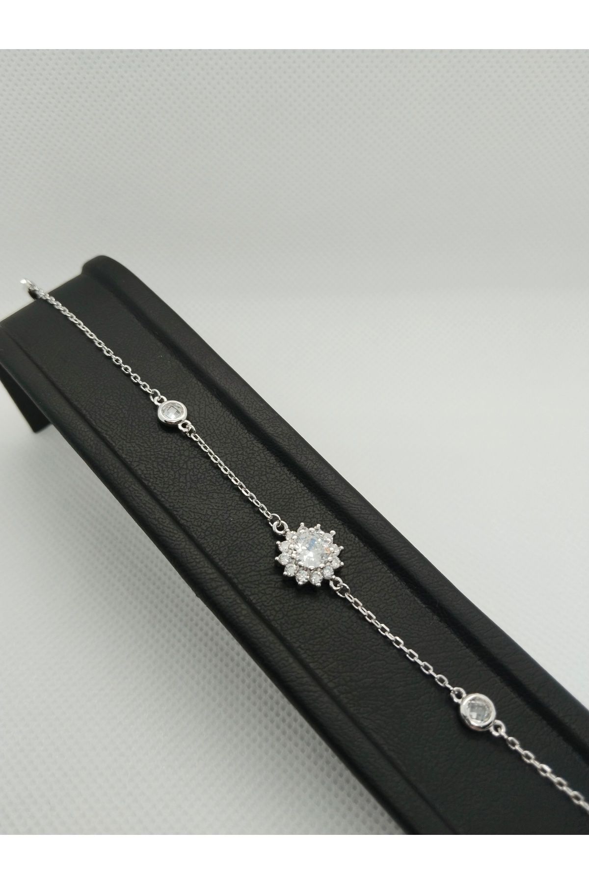 MehVa Silver 925 ayar gümüş zirkon taş rodyum kaplama güneş kadın bileklik
