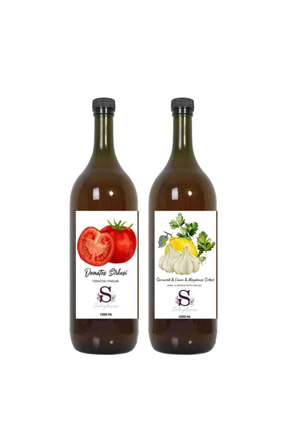 Süheylaana Doğal Domates Sirkesi 1500 Ml - Doğal Sarımsak & Limon & Maydanoz Sirkesi 1500 Ml