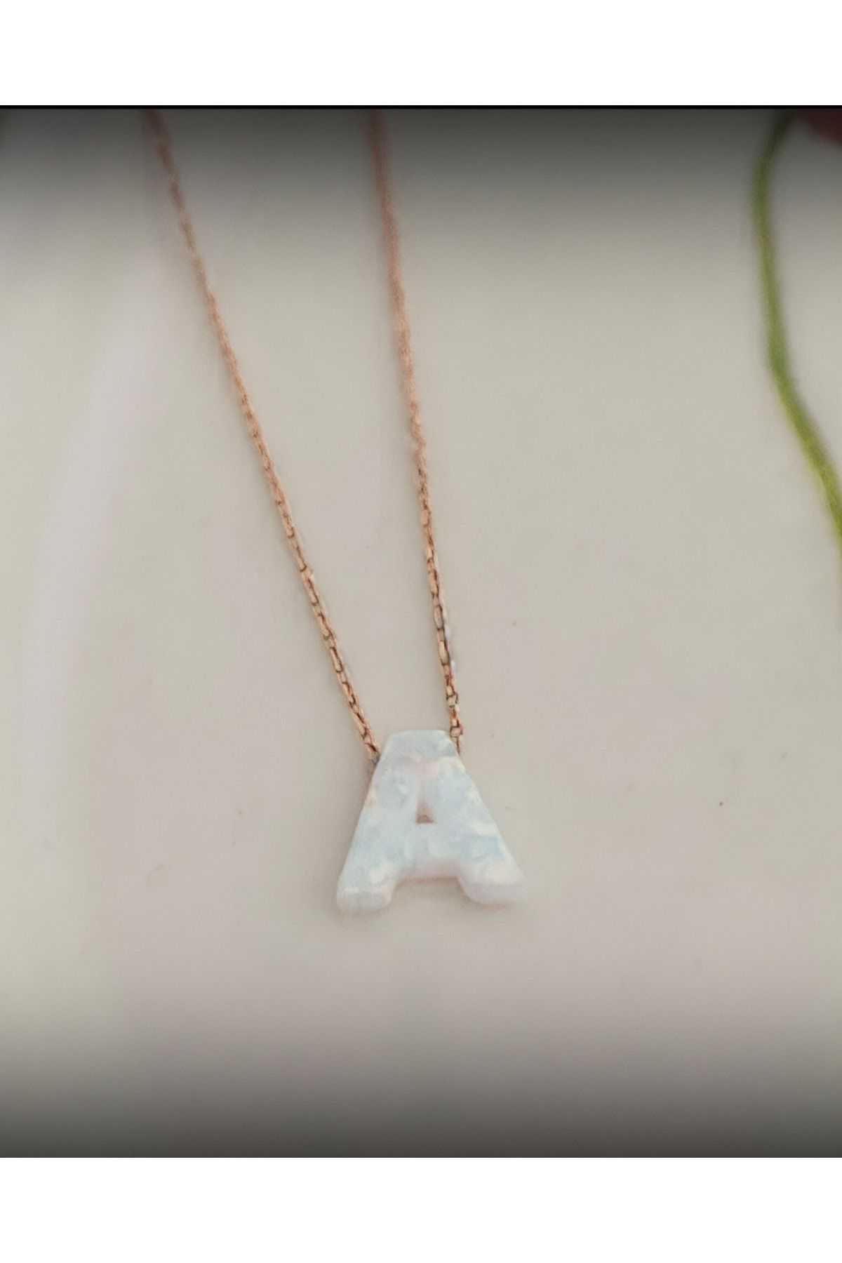 SİRİUS 925 Ayar Gümüş Opal Harfli Kolye