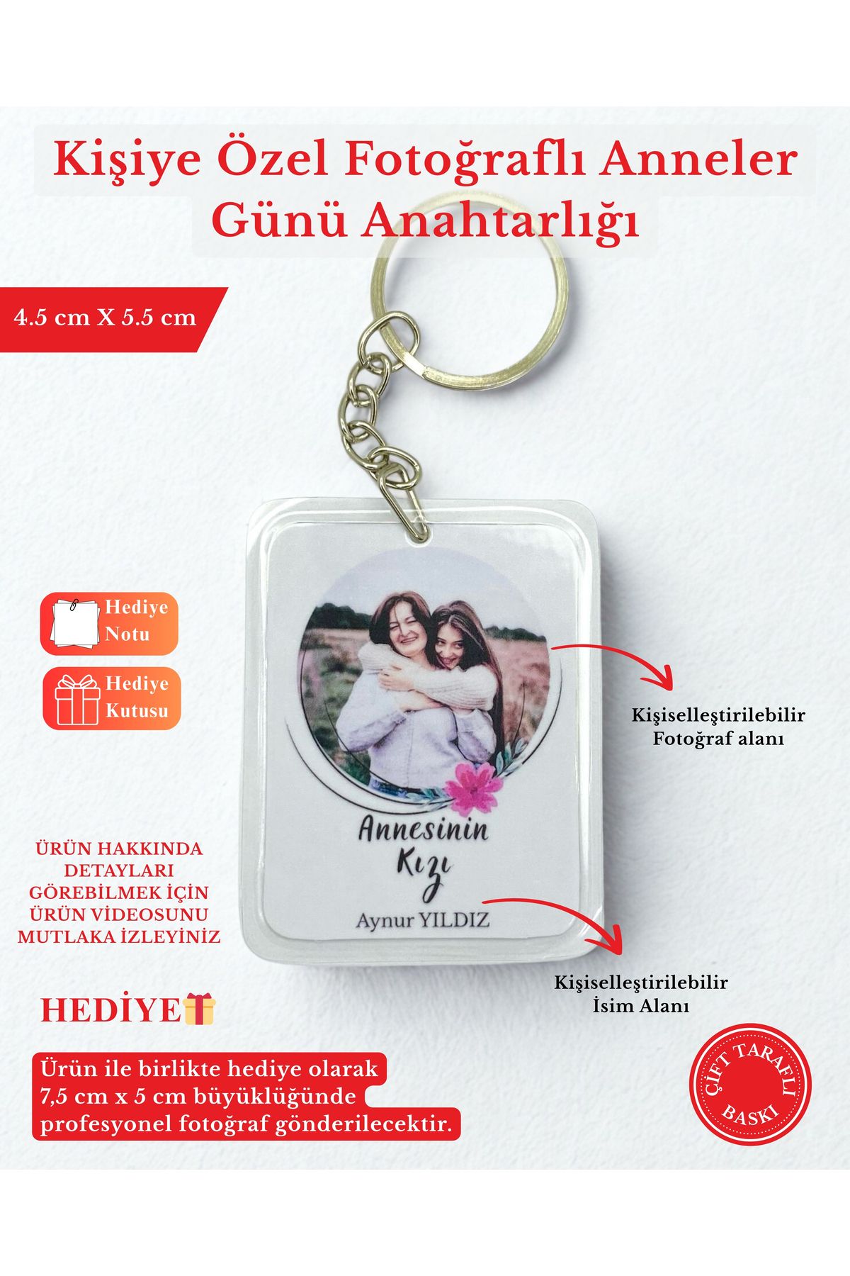 SERYAS DESIGN ANNELER GÜNÜNÜ ÖZEL RESİMLİ ANAHTARLIK ÇİFT TARAFLI 1 ADET - ANNEYE HEDİYE - ANNE 2.MODEL