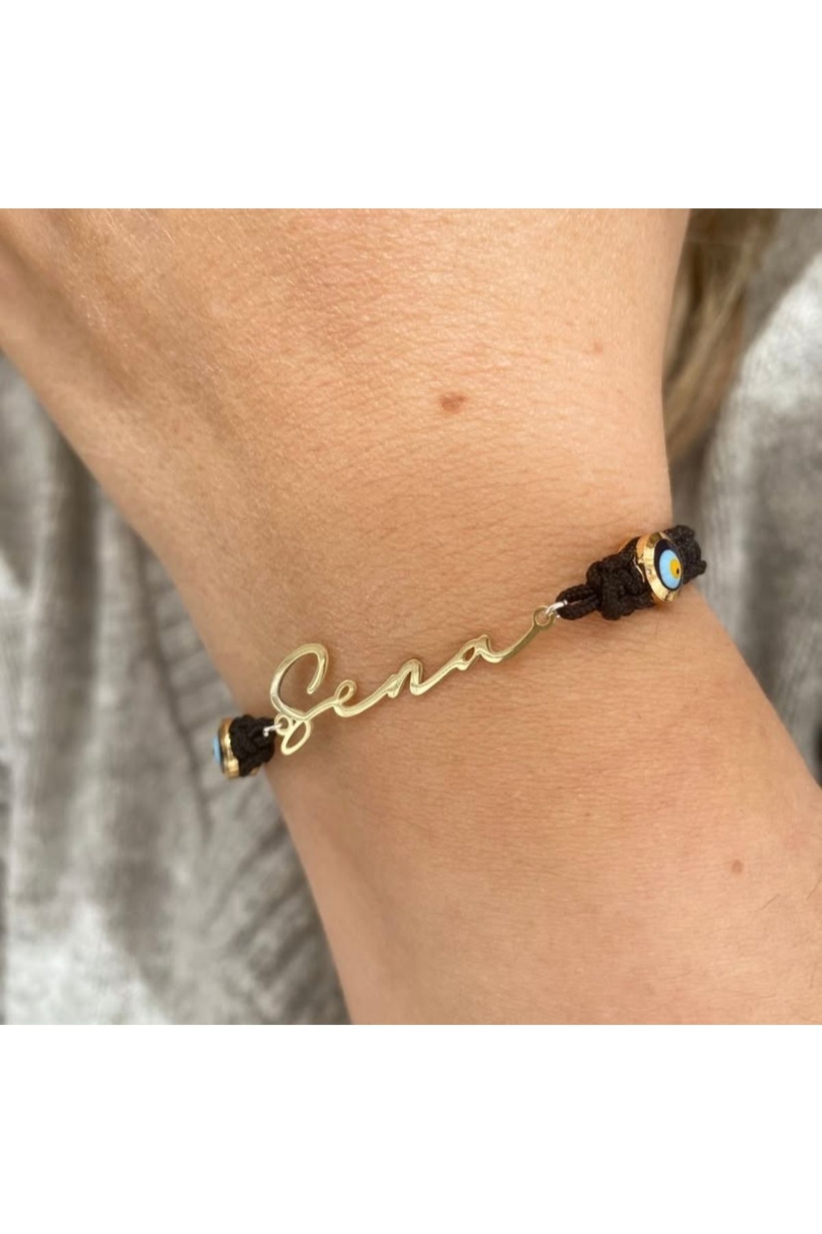 simurg jewellery Siyah İpli Gümüş İsimli Bileklik