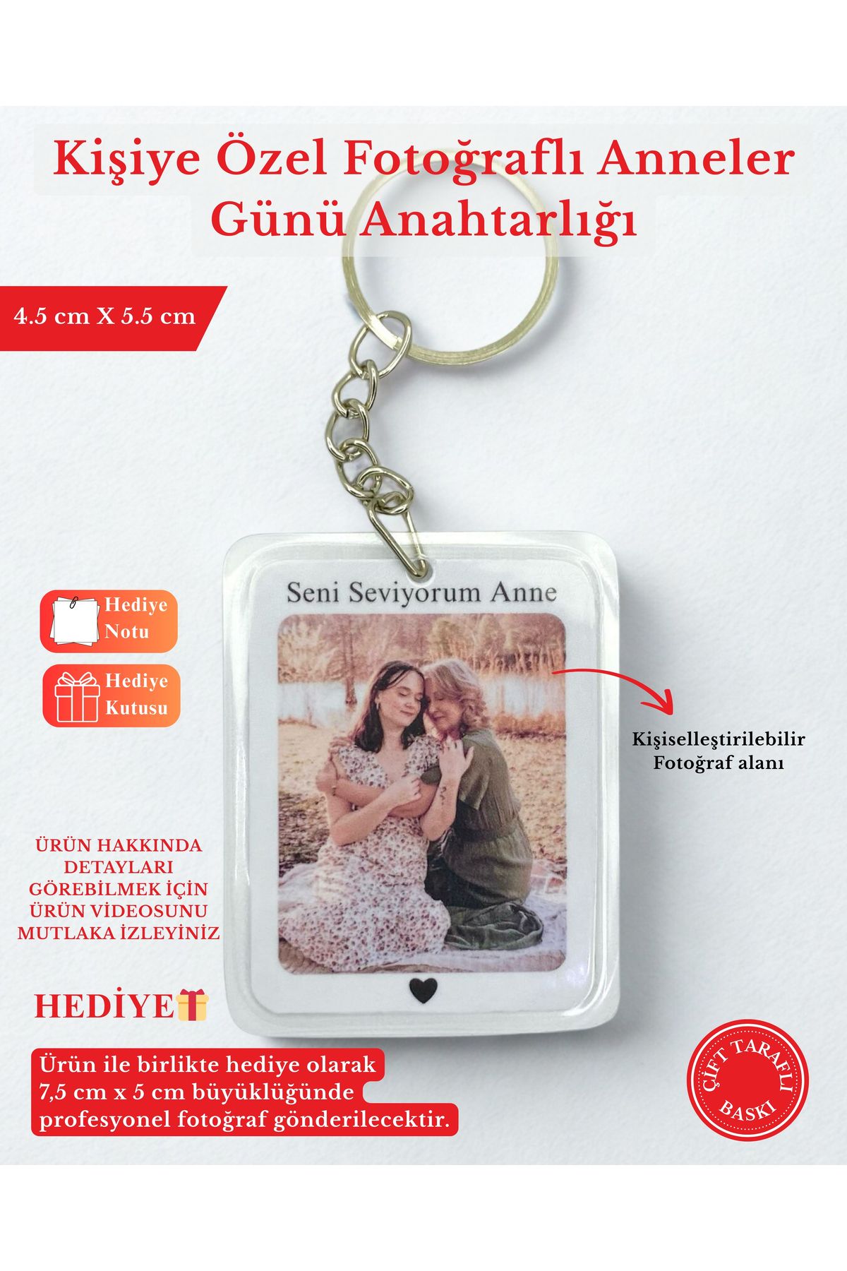 SERYAS DESIGN ANNELER GÜNÜNÜ ÖZEL RESİMLİ ANAHTARLIK ÇİFT TARAFLI 1 ADET - ANNEYE HEDİYE - ANNE 4.MODEL