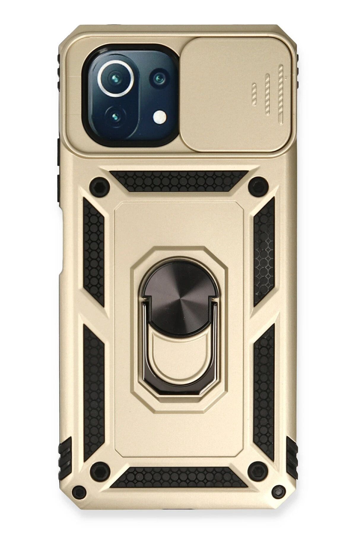 NewFace Xiaomi Mİ 11 Lite Kılıf Pars Lens Yüzüklü Silikon - Gold JOJUA
