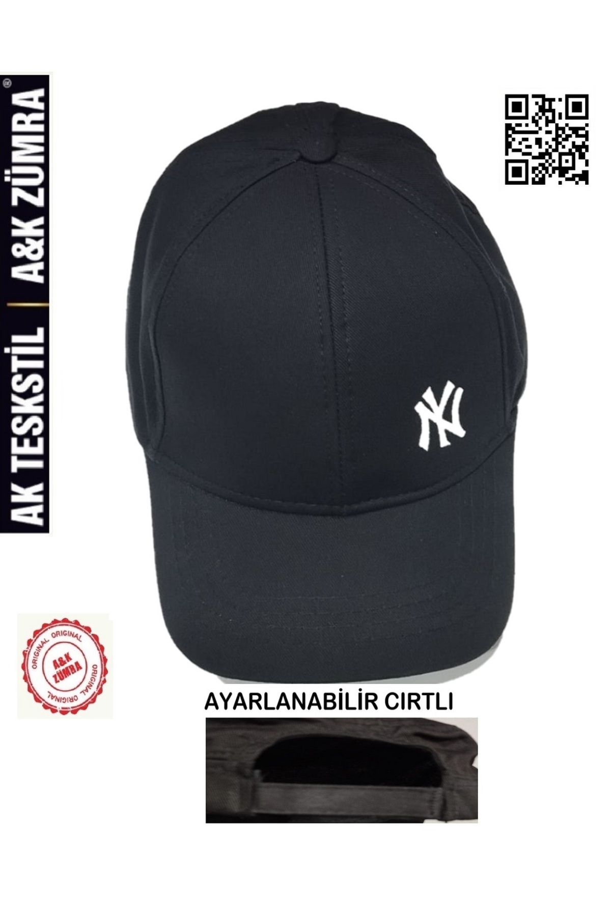 A&K ZÜMRA Unisex %100 Pamuklu Ayarlanabilir Cırtlı Nakışlı Kep Şapka