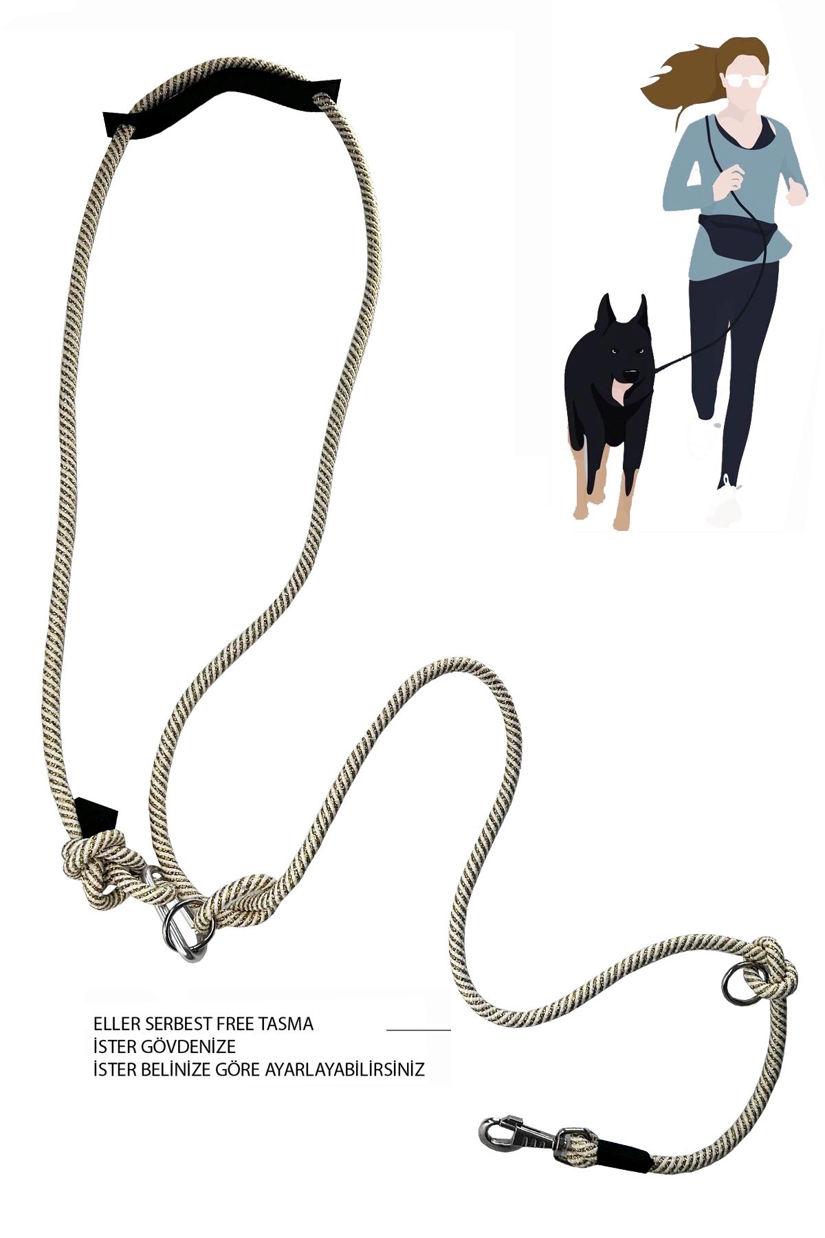 PETSWUU Ebru Simli Köpek Hands Free Koşu Ve Yürüyüş Gezdirme Kayışı Tasması