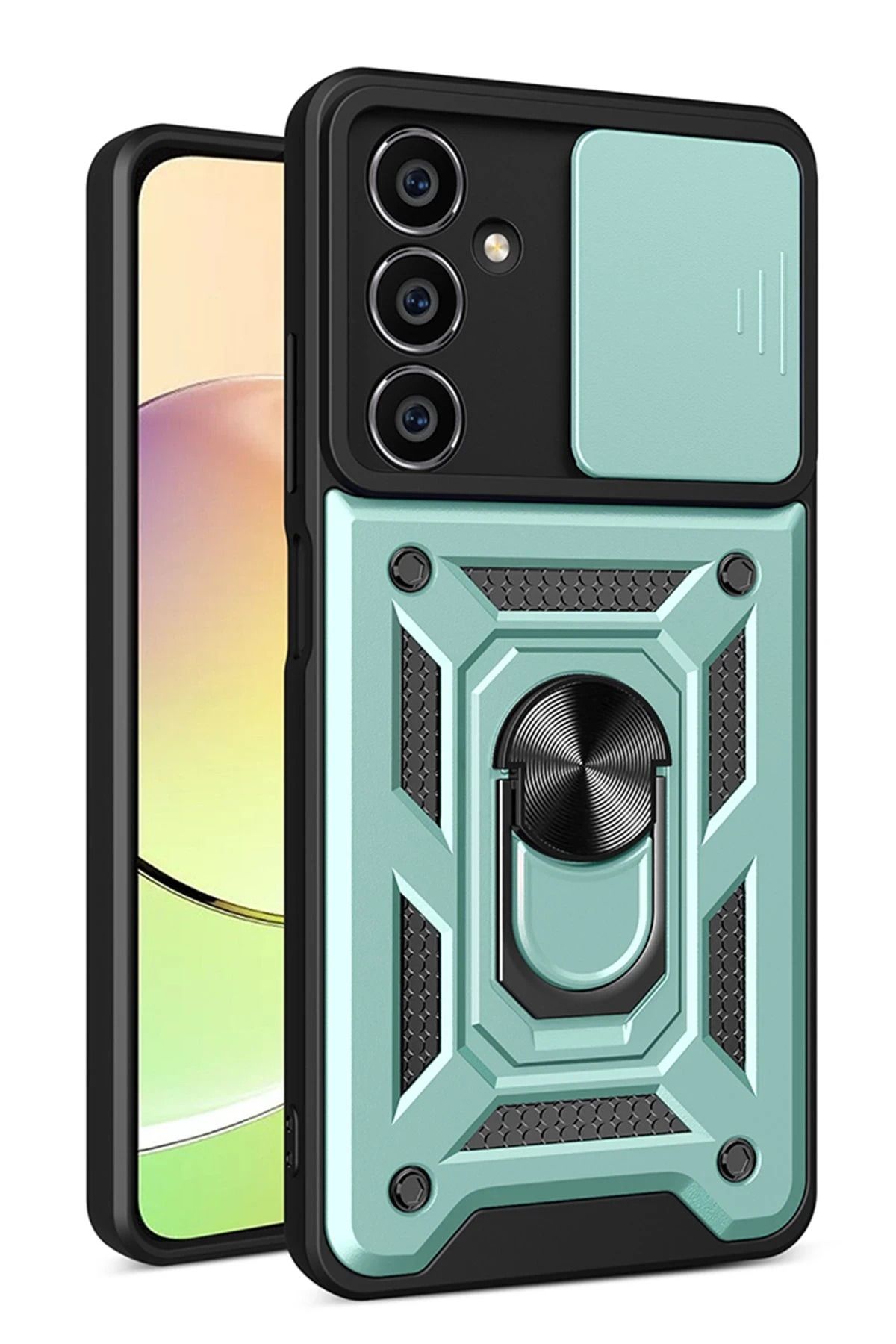 NewFace Samsung Galaxy A05S Kılıf Pars Lens Yüzüklü Silikon - Yeşil FERRG