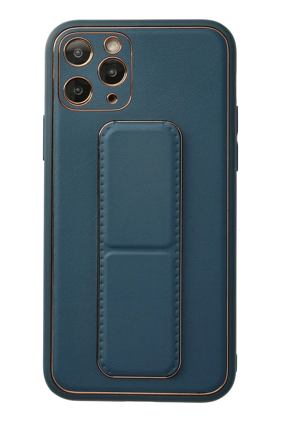 NewFace iPhone 11 Pro Kılıf Coco Deri Standlı Kapak - Mavi HNZRN