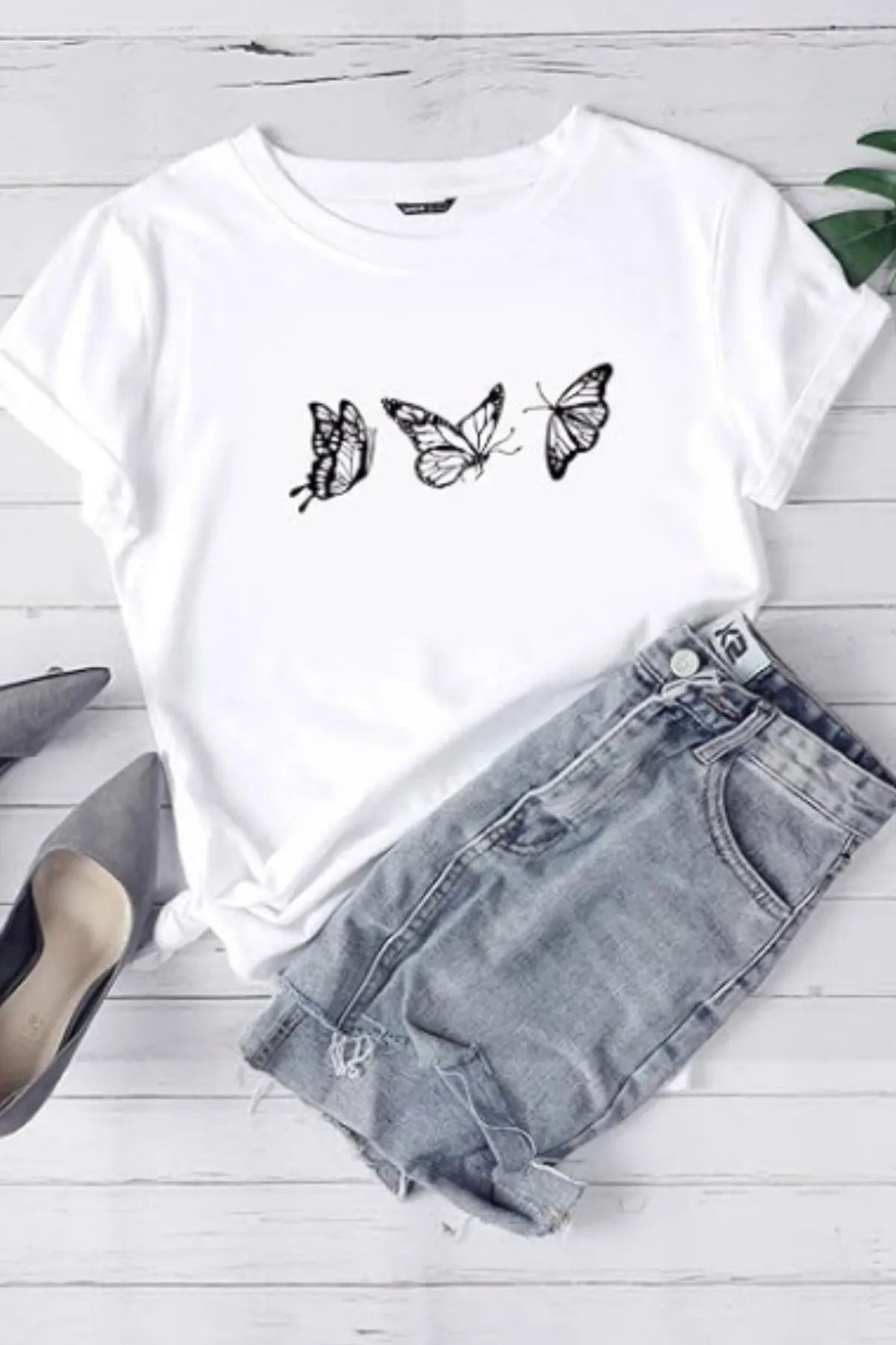 FeaR LeeS Kelebek Baskılı Oversize T-shirt