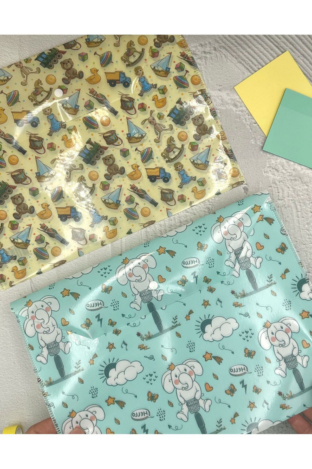 ZeCo Collection Filin Yolculuğu ve Oyuncak Desenli Çıtçıtlı A4 2’li Dosya Seti / Düzenleyici Klasör