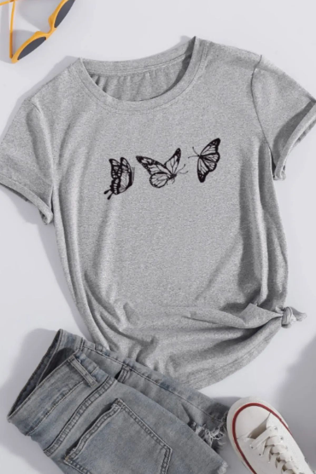 FeaR LeeS Kelebek Baskılı Oversize T-shirt