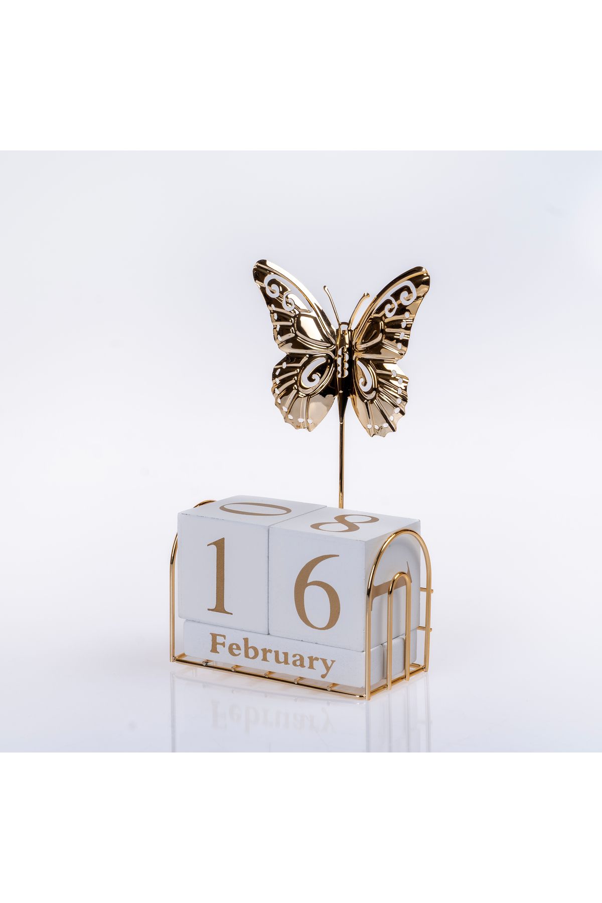 Hinora Gold Metal Kelebek Model Masa Takvimi 20x12x6cm