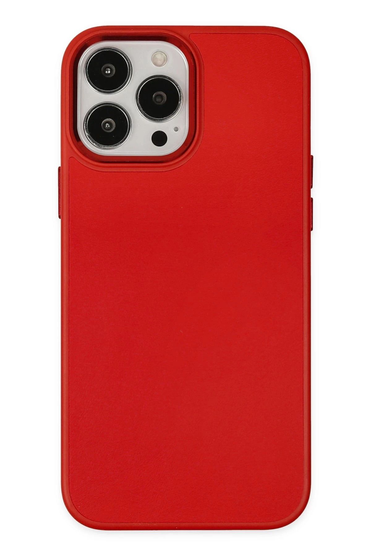 NewFace iPhone 13 Pro Max Kılıf Asya Deri Silikon - Kırmızı BSTMY