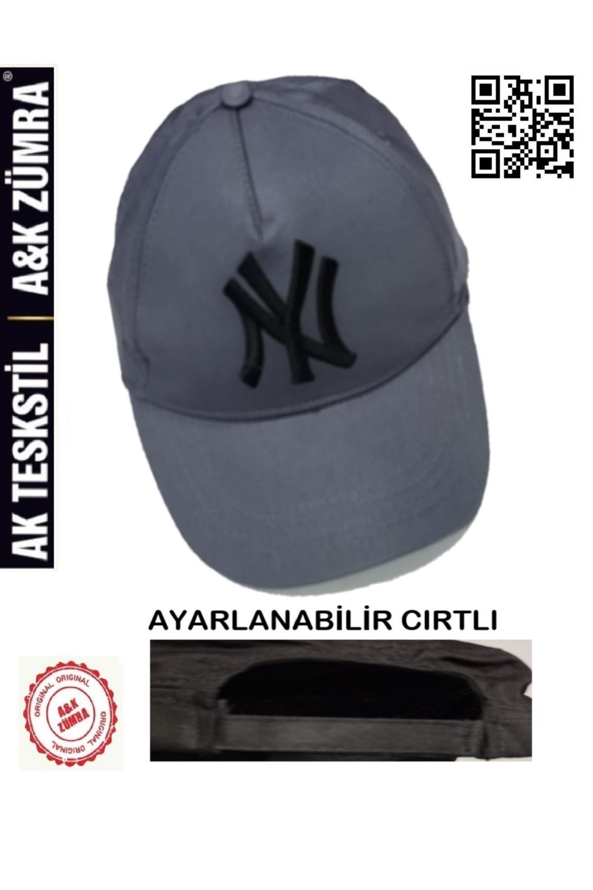 A&K ZÜMRA Unisex %100 Pamuklu Ayarlanabilir Cırtlı Nakışlı Kep Şapka