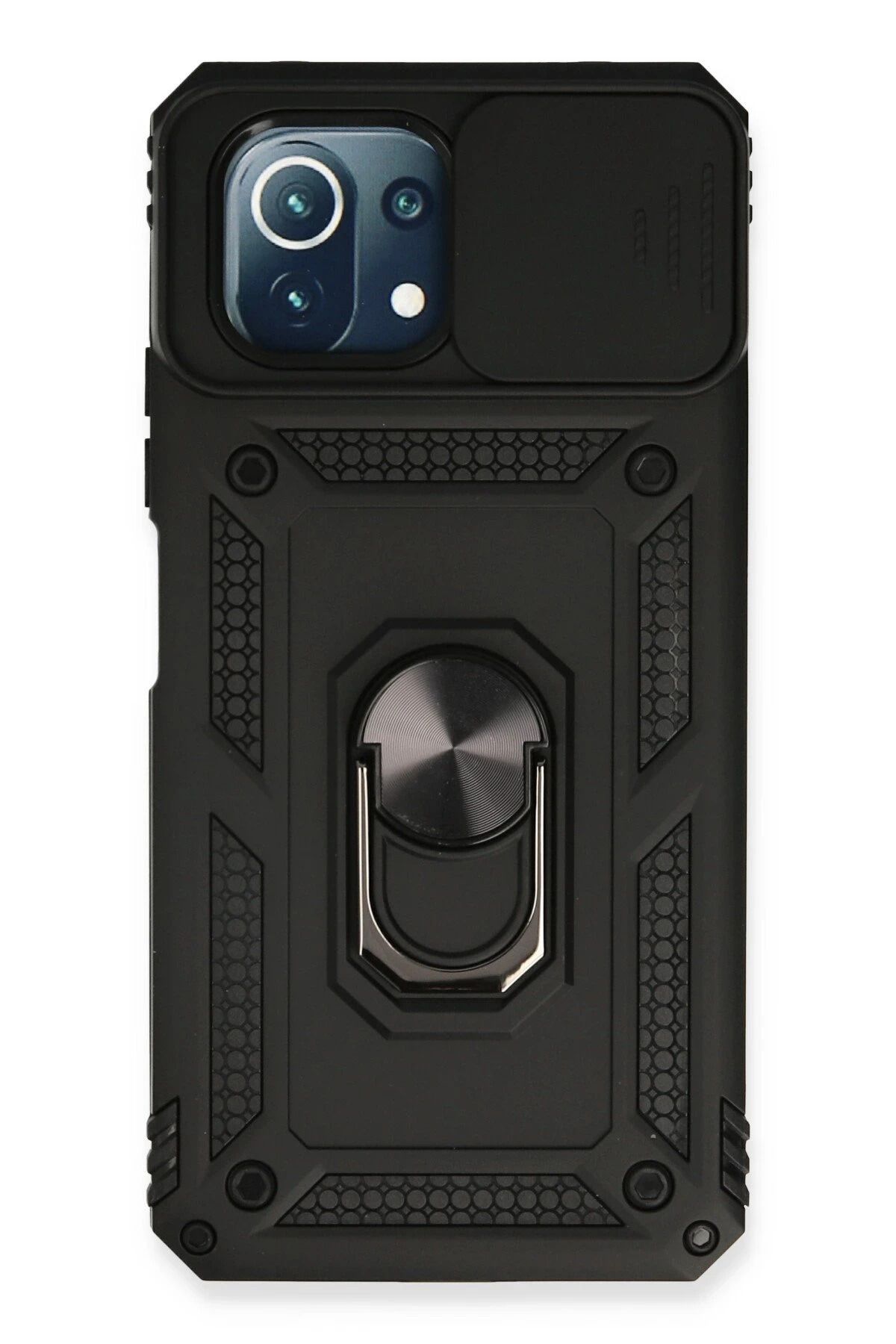 NewFace Xiaomi Mİ 11 Lite Kılıf Pars Lens Yüzüklü Silikon - Siyah JOJUA