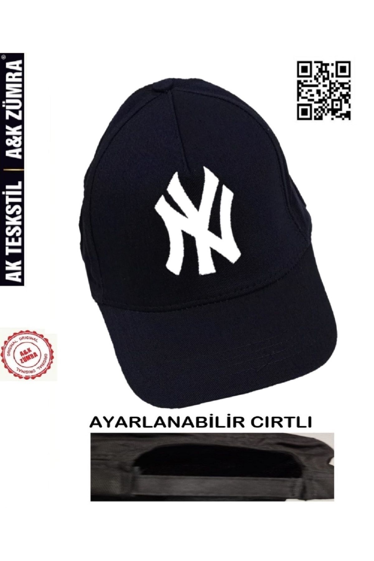 A&K ZÜMRA Unisex %100 Pamuklu Ayarlanabilir Cırtlı Nakışlı Kep Şapka