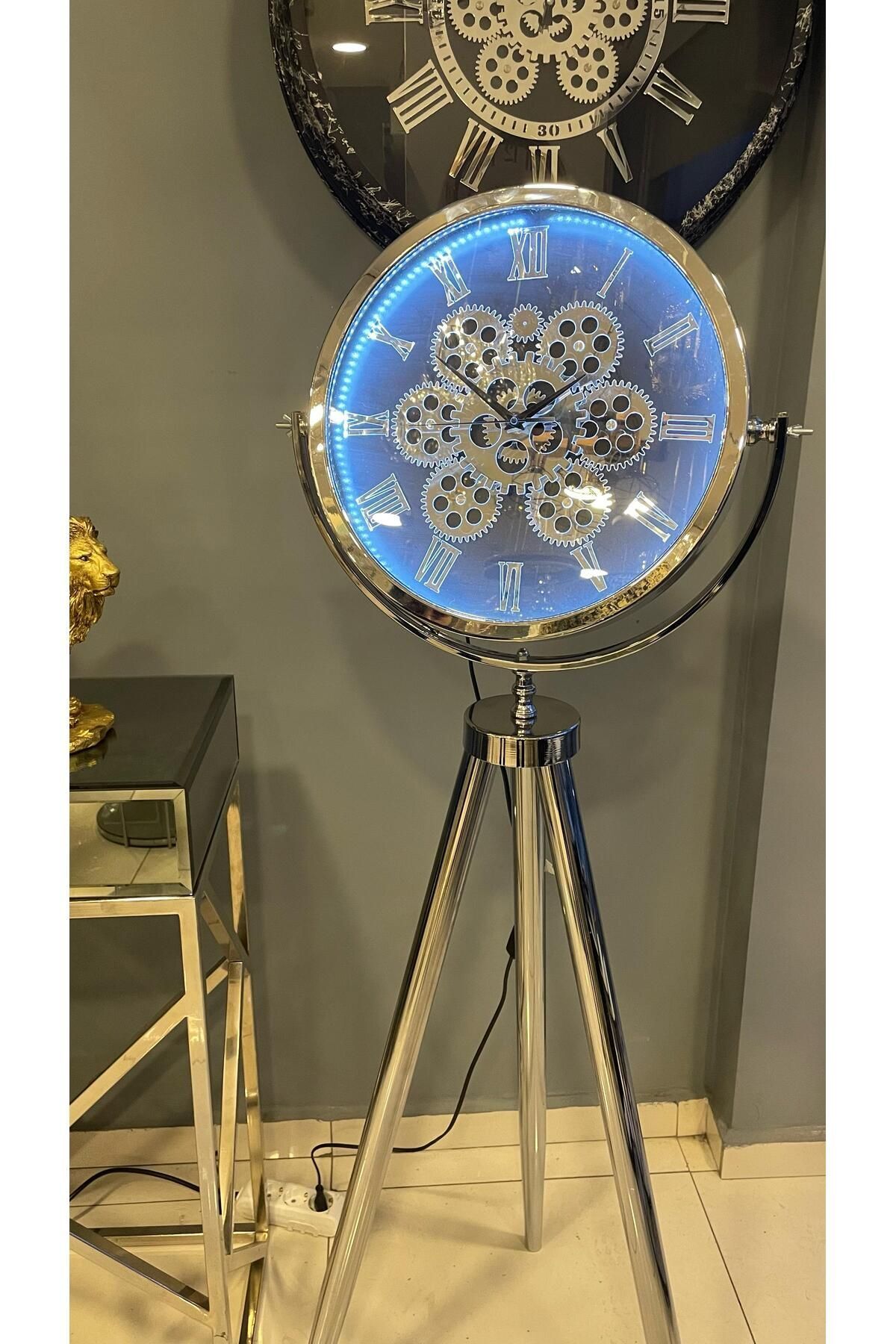 LİBAS LEDLİ TRİPOD METAL KROM AYAKLI ÇARKLI SAAT