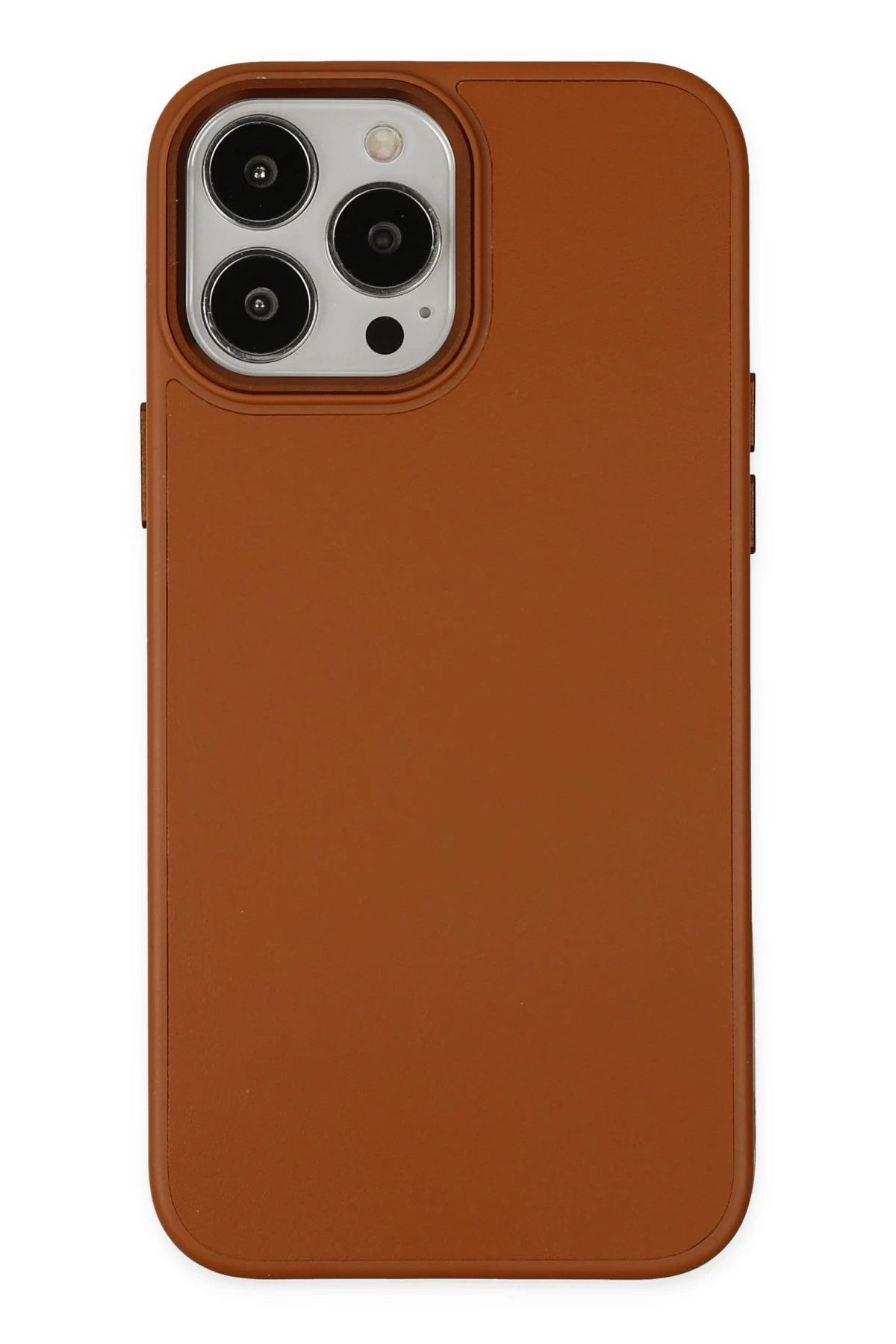 NewFace iPhone 13 Pro Max Kılıf Asya Deri Silikon - Kahverengi BSTMY