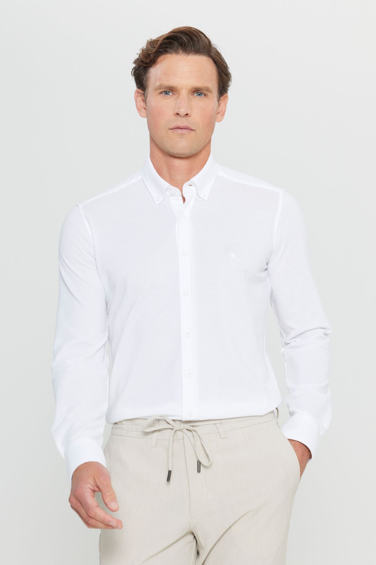 ALTINYILDIZ CLASSICS Altınyıldız ACE020252157 Beyaz Erkek Slim Fit Klasik Gömlek