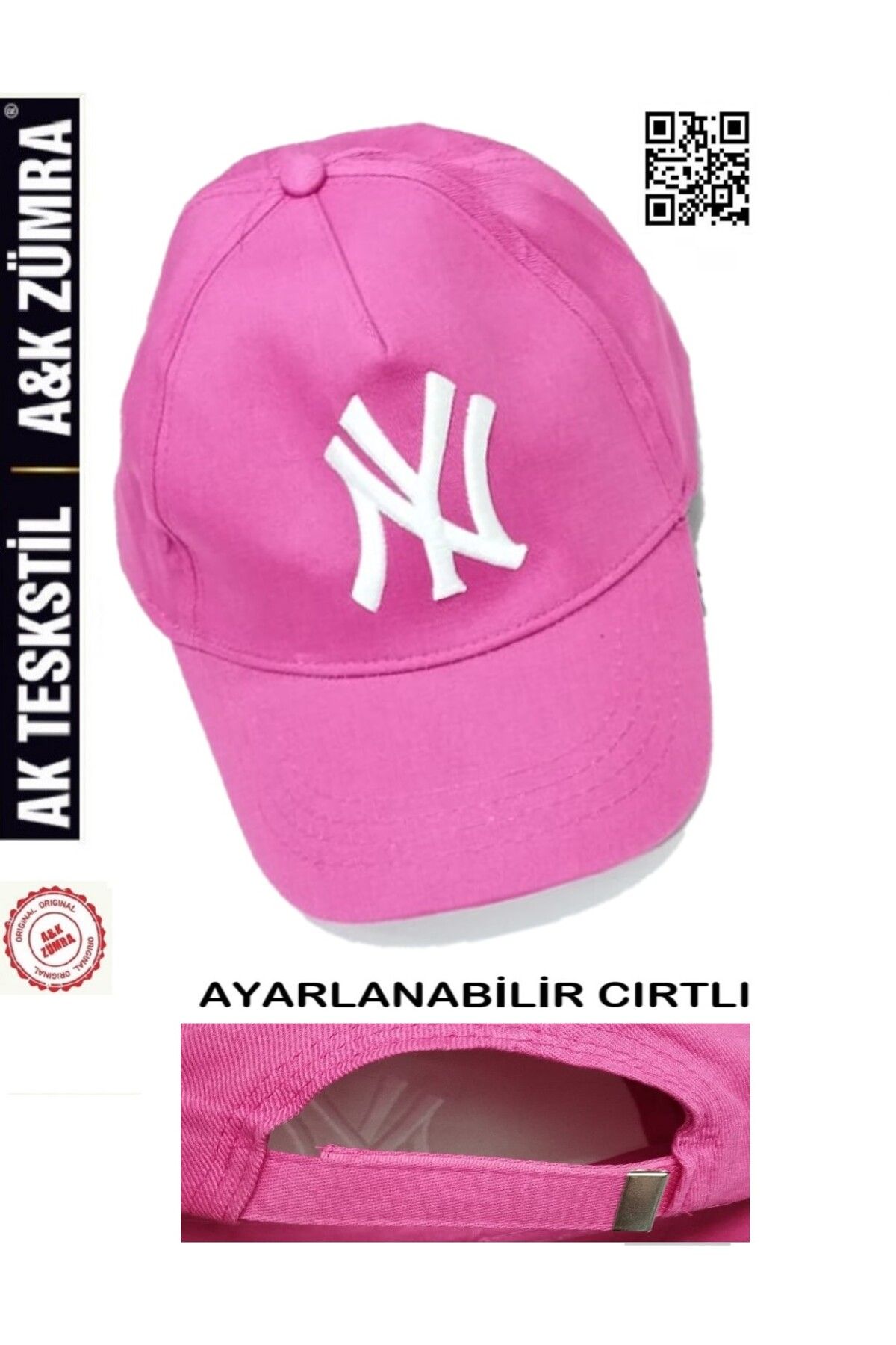 A&K ZÜMRA Unisex %100 Pamuklu Ayarlanabilir Cırtlı Nakışlı Kep Şapka