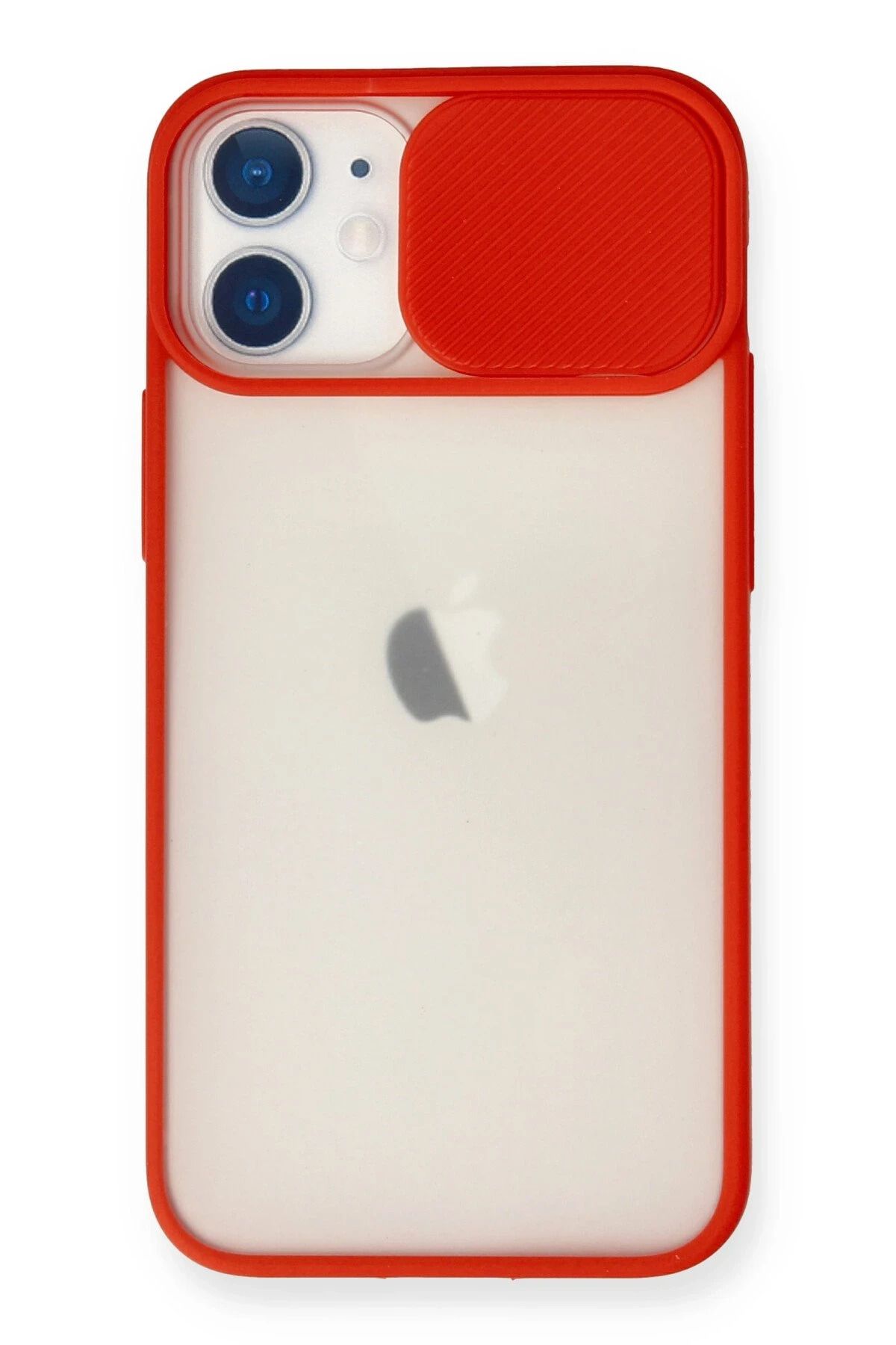 NewFace iPhone 11 Kılıf Palm Buzlu Kamera Sürgülü Silikon - Kırmızı JOJUA