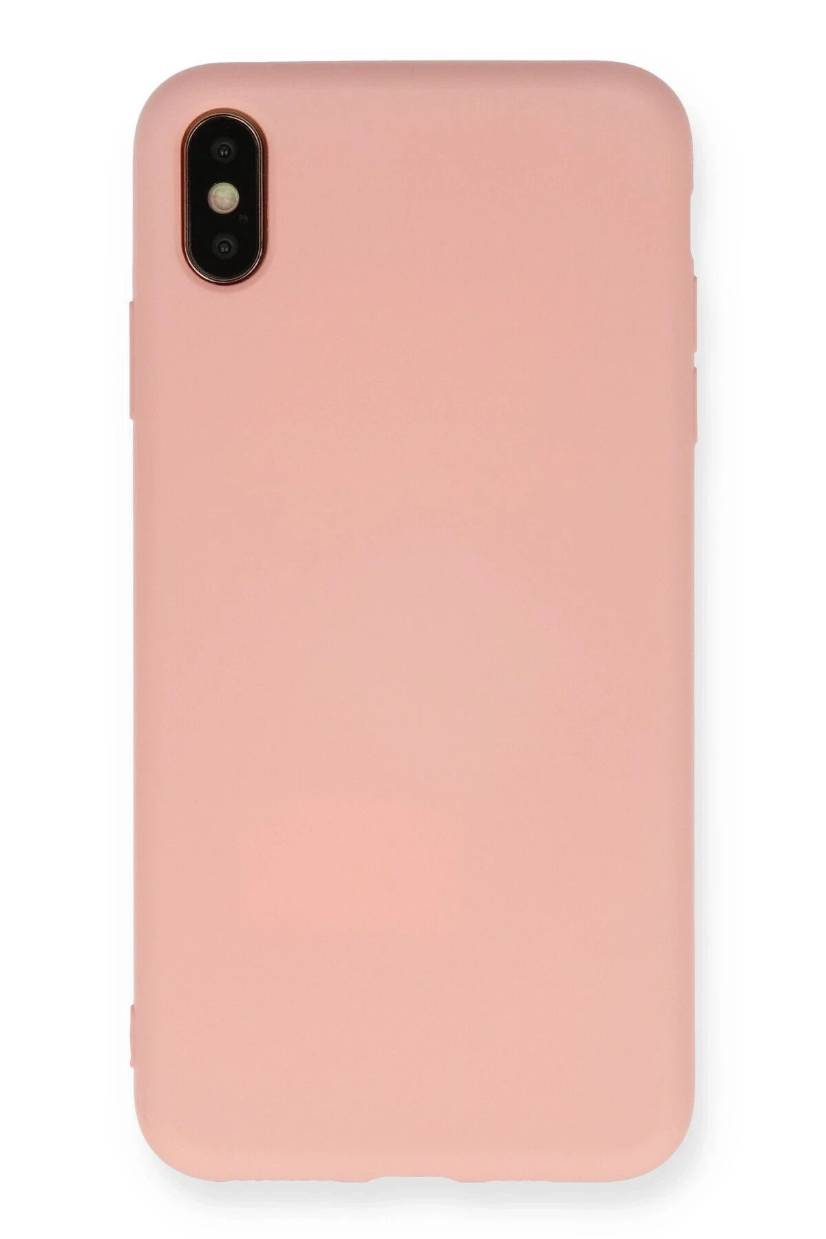 NewFace iPhone X uyumlu  Kılıf Nano içi Kadife Silikon - Pudra