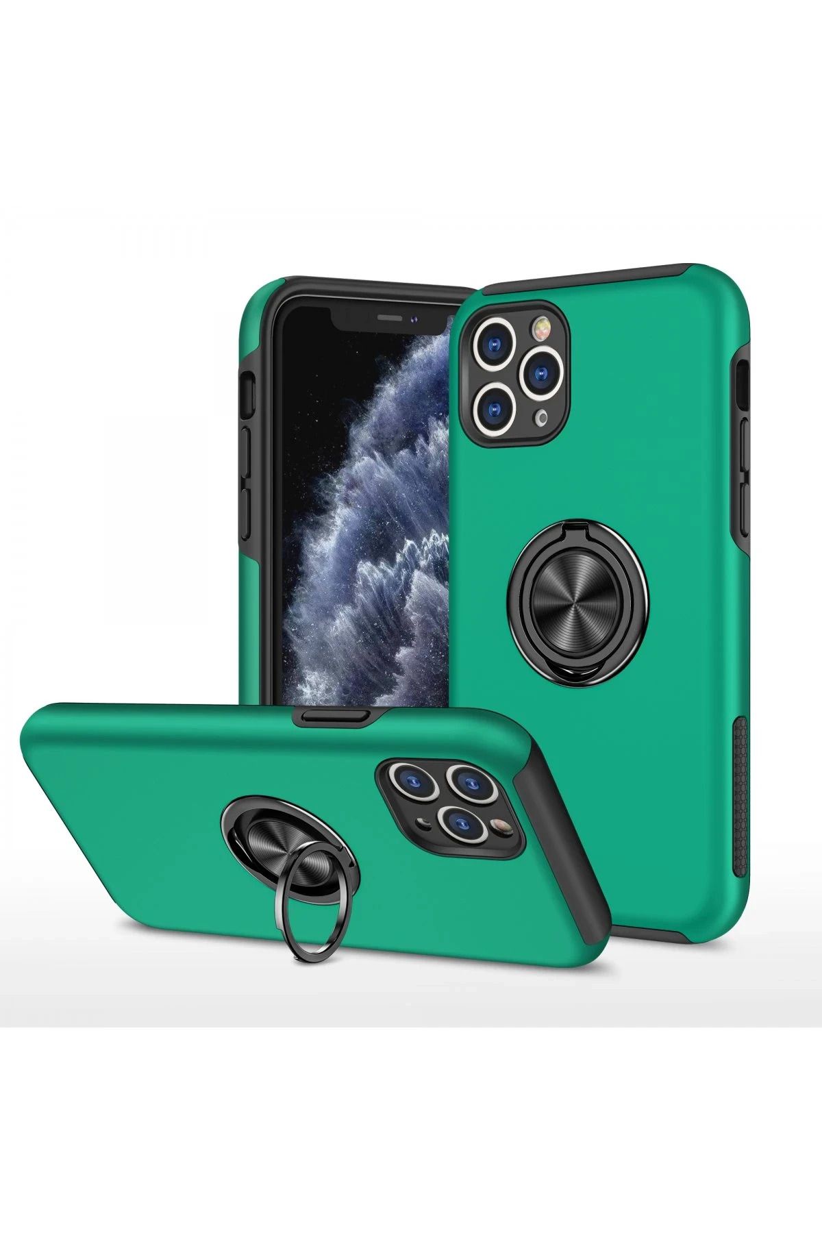 NewFace iPhone 11 Pro Kılıf Elit Yüzüklü Kapak - Yeşil JOJUA
