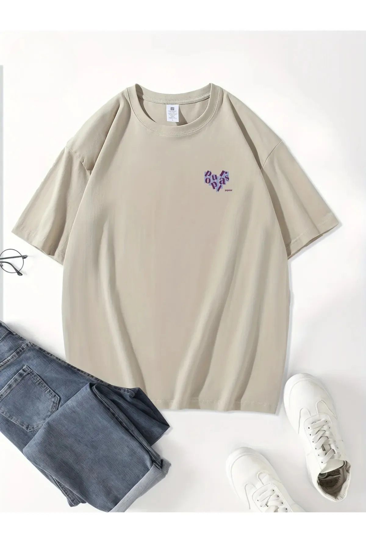 FeaR LeeS Popüler Baskılı Oversize T-shirt