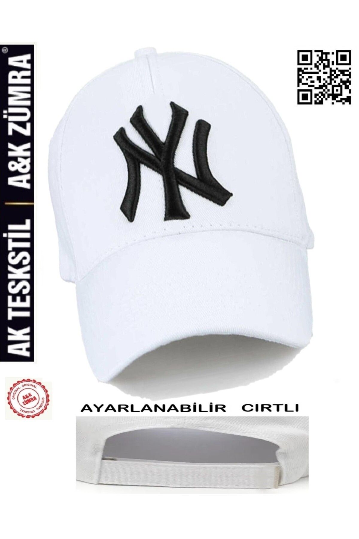 A&K ZÜMRA Unisex %100 Pamuklu Ayarlanabilir Cırtlı Nakışlı Kep Şapka