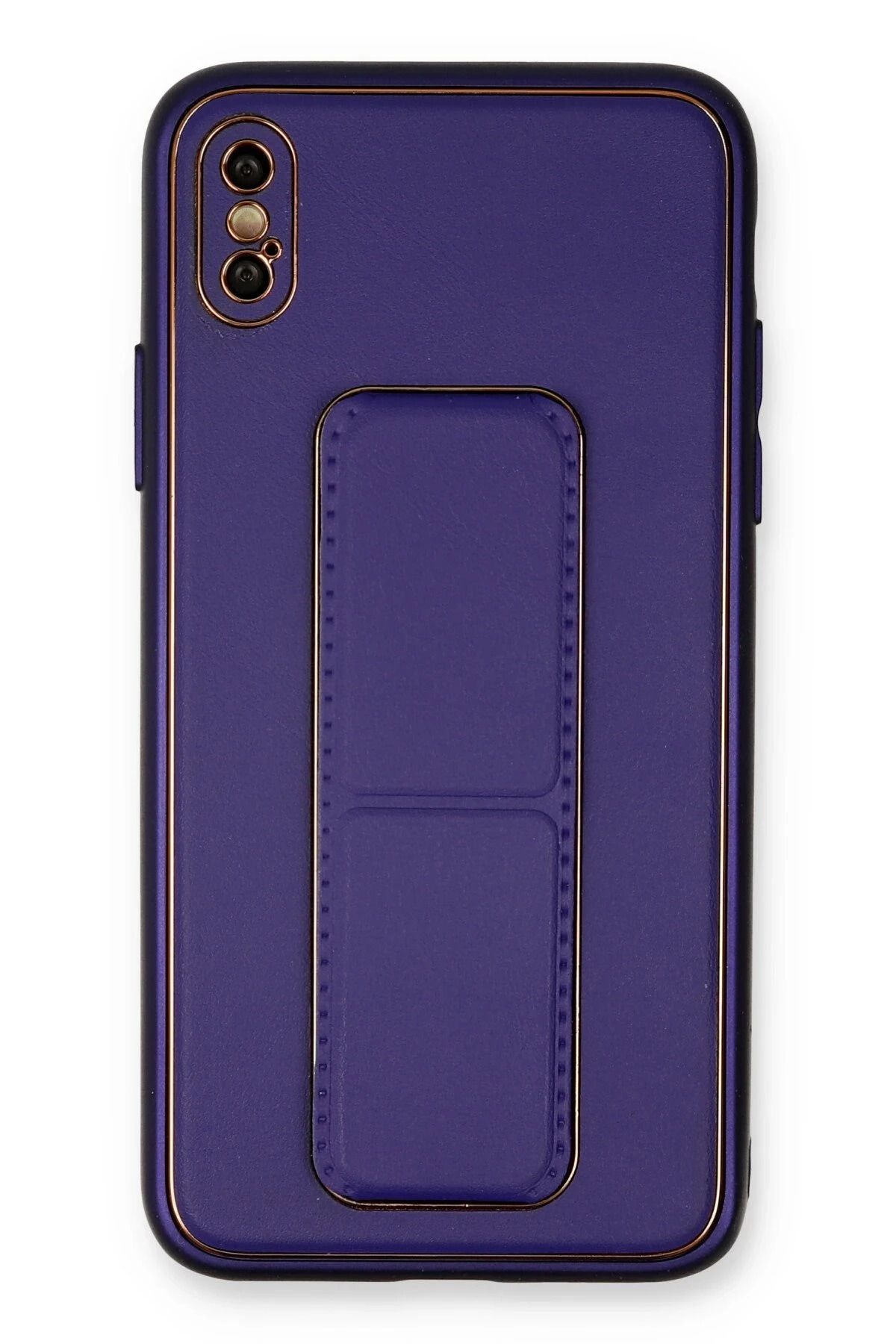 NewFace iPhone XS Max Kılıf Coco Deri Standlı Kapak - Mor BSTMY