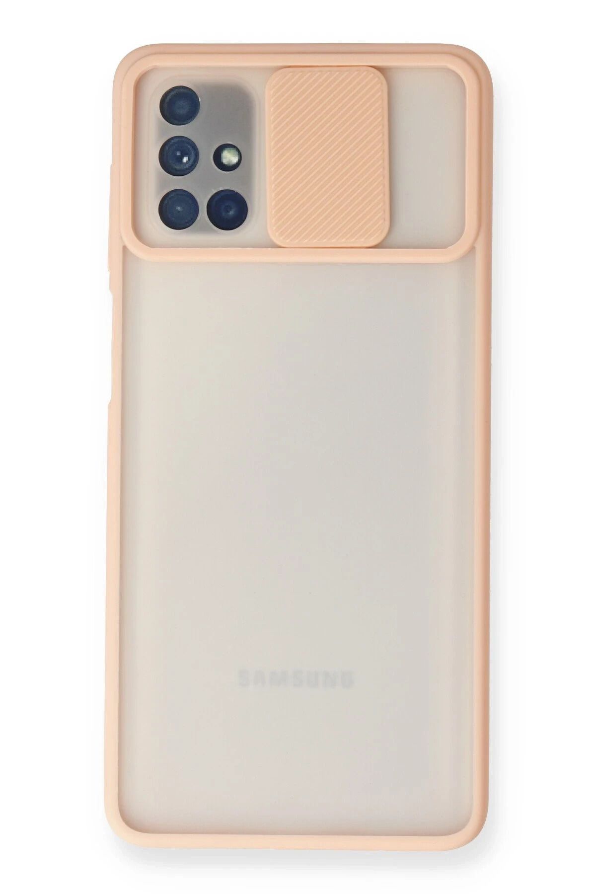 NewFace Samsung Galaxy M51 Kılıf Palm Buzlu Kamera Sürgülü Silikon - Pembe HNZRN