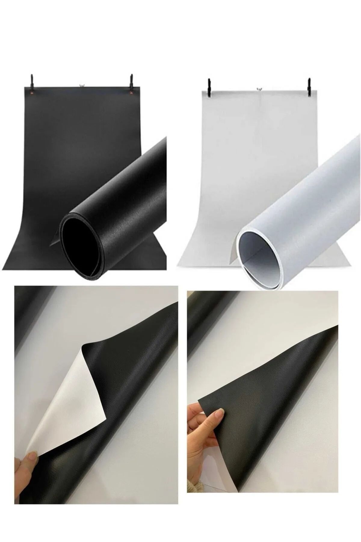CreateFol Çift Taraflı Ürün Çekim Fotoğraf Fonu siyah ( 70cm x 1 metre )