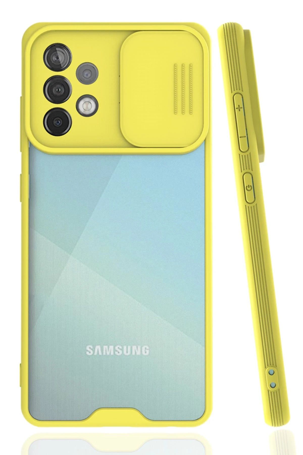 NewFace Samsung Galaxy A52 Kılıf Platin Kamera Koruma Silikon - Sarı JOJUA