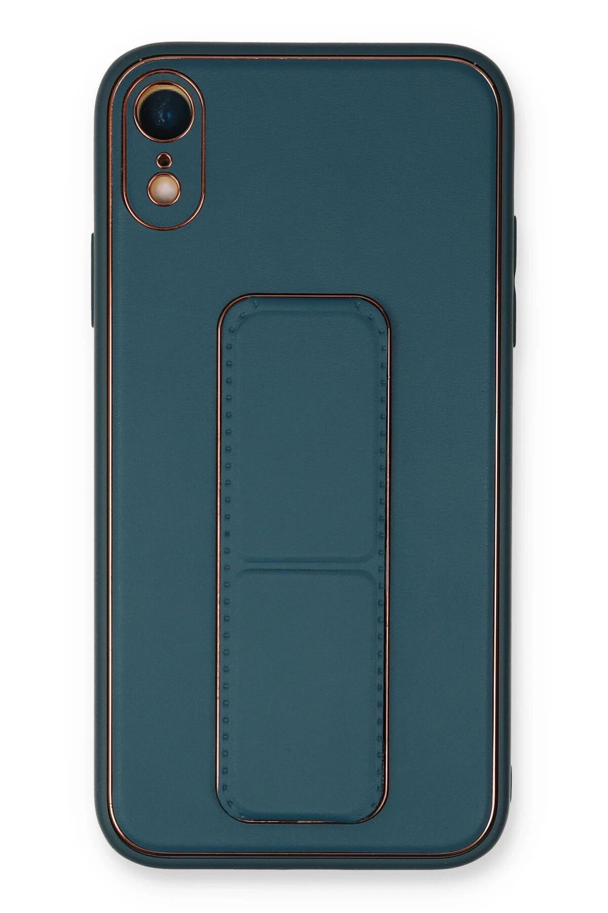 NewFace iPhone XR Kılıf Coco Deri Standlı Kapak - Mavi YNSMR