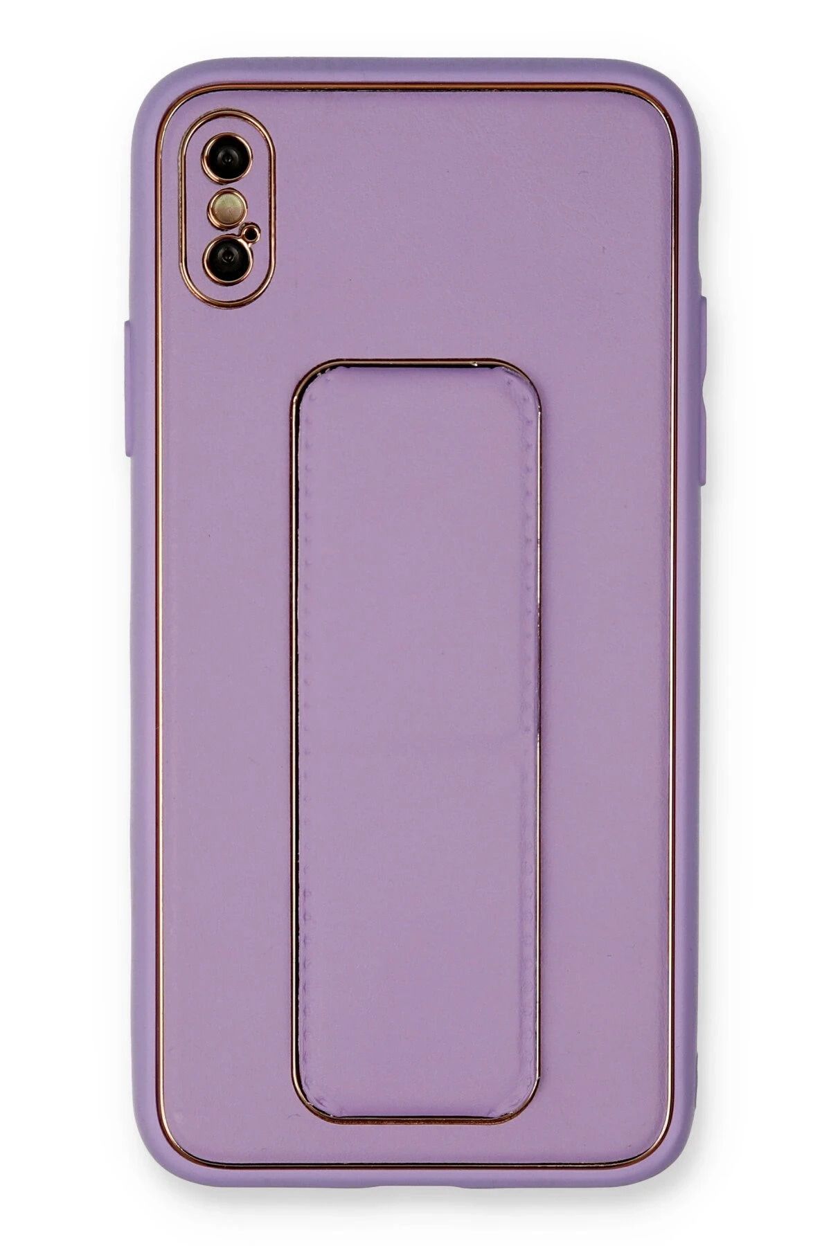 NewFace iPhone XS Max Kılıf Coco Deri Standlı Kapak - Koyu Lila NRMSA