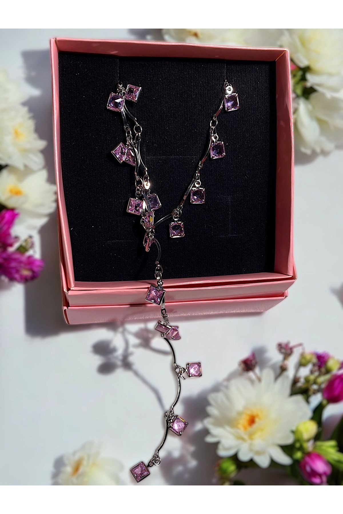 Glowelier Pinky Kare Y kolye