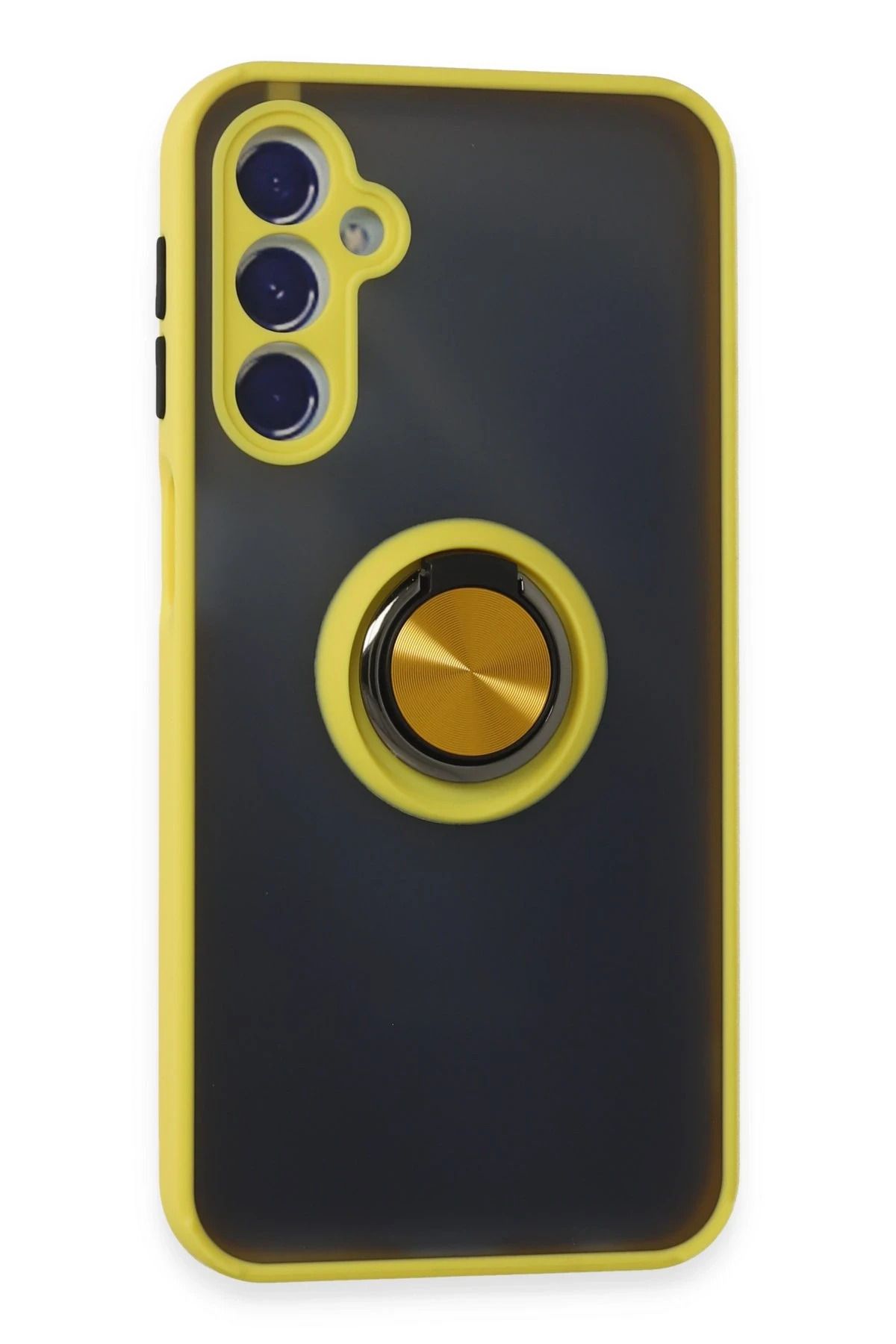 NewFace Samsung Galaxy M34 5G Kılıf Montreal Yüzüklü Silikon Kapak - Sarı JOJUA