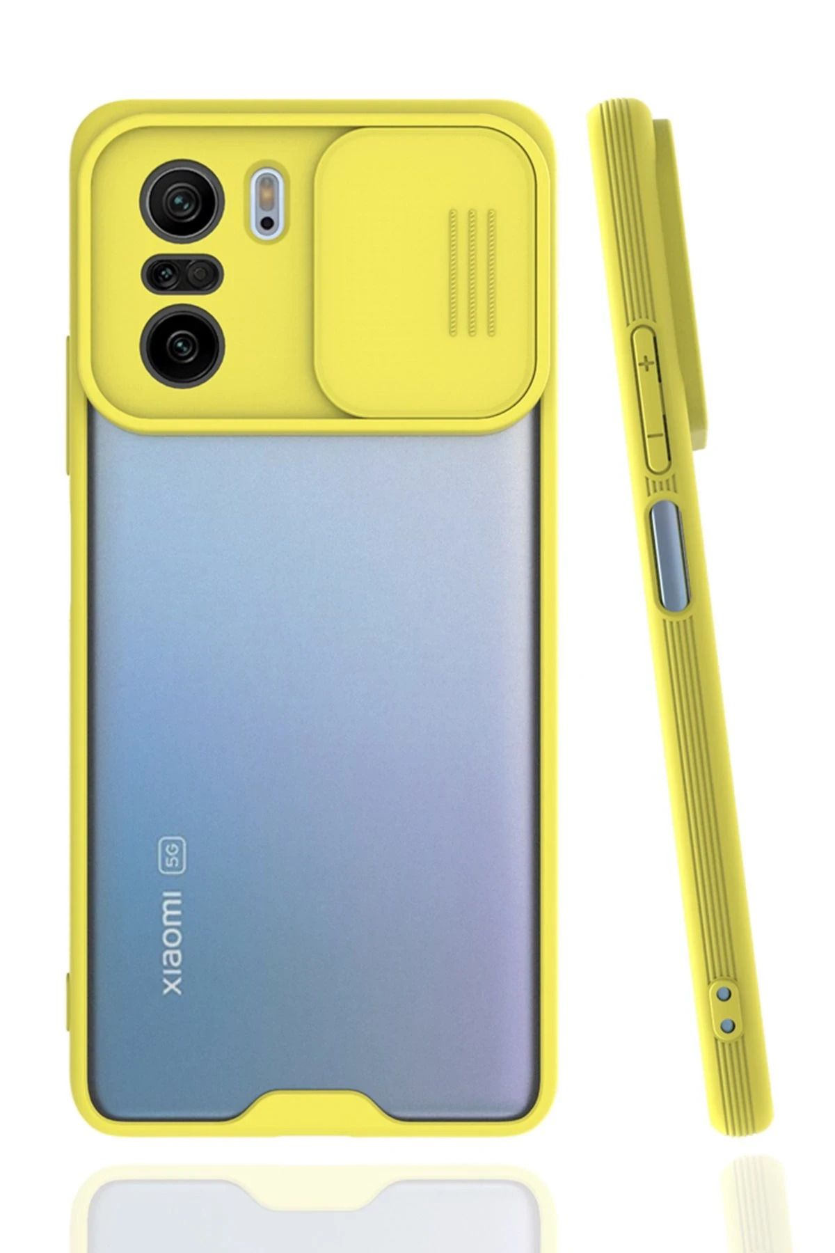 NewFace Xiaomi Poco F3 Kılıf Platin Kamera Koruma Silikon - Sarı NRMSA