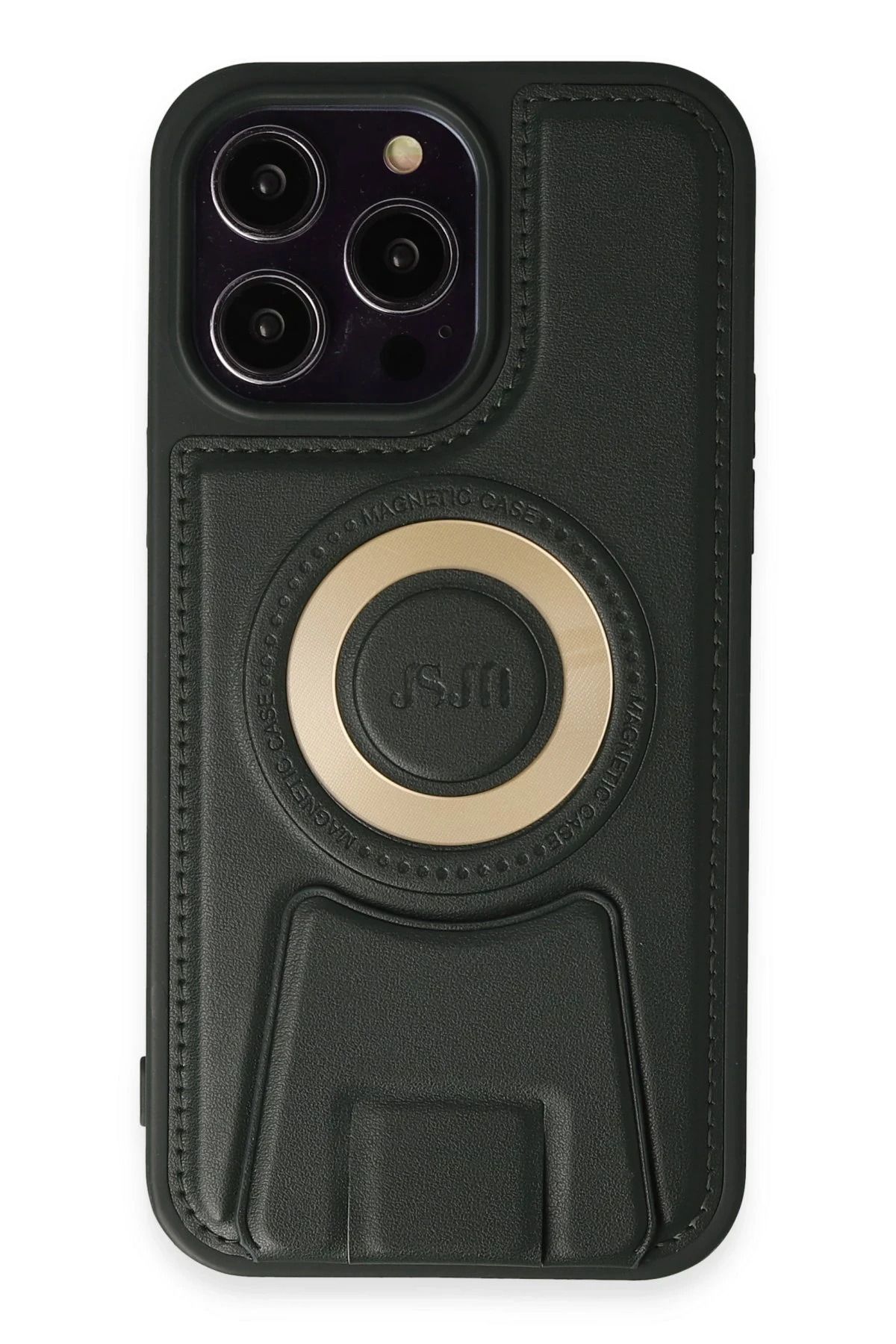 NewFace iPhone 14 Pro Kılıf Merkür Magneticsafe Standlı Kapak - Koyu Yeşil BSTMY