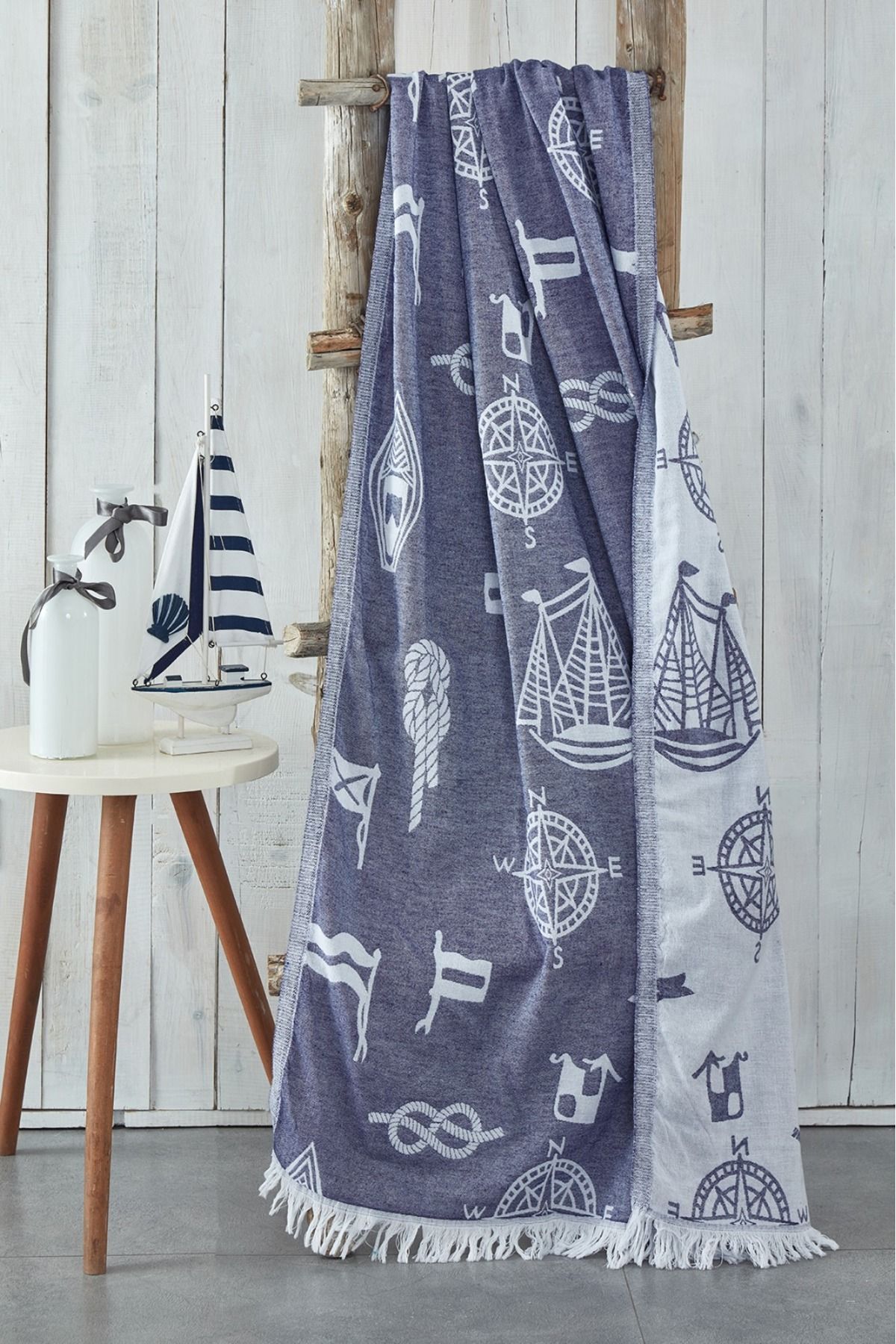 ARVEN HOME COLLECTİON %100 PAMUKLU MARİNE DESEN YÜKSEK KALİTE PEŞTEMAL 180X200 Cm
