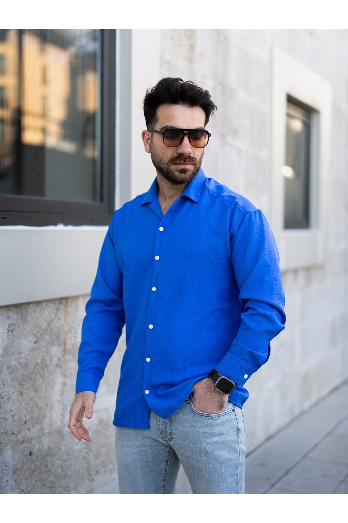 MODA OVERSİZE KETEN GÖMLEK