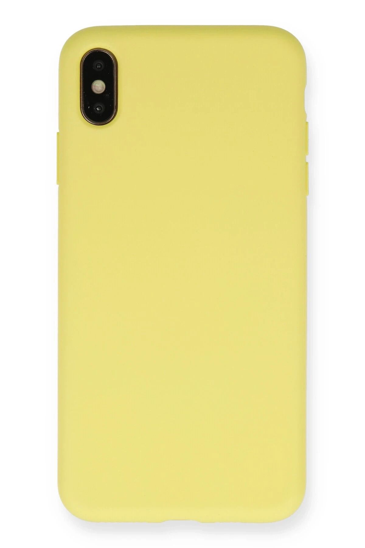 NewFace iPhone XS Max Uyumlu Kılıf Nano içi Kadife Silikon - Mat Sarı MRAYD