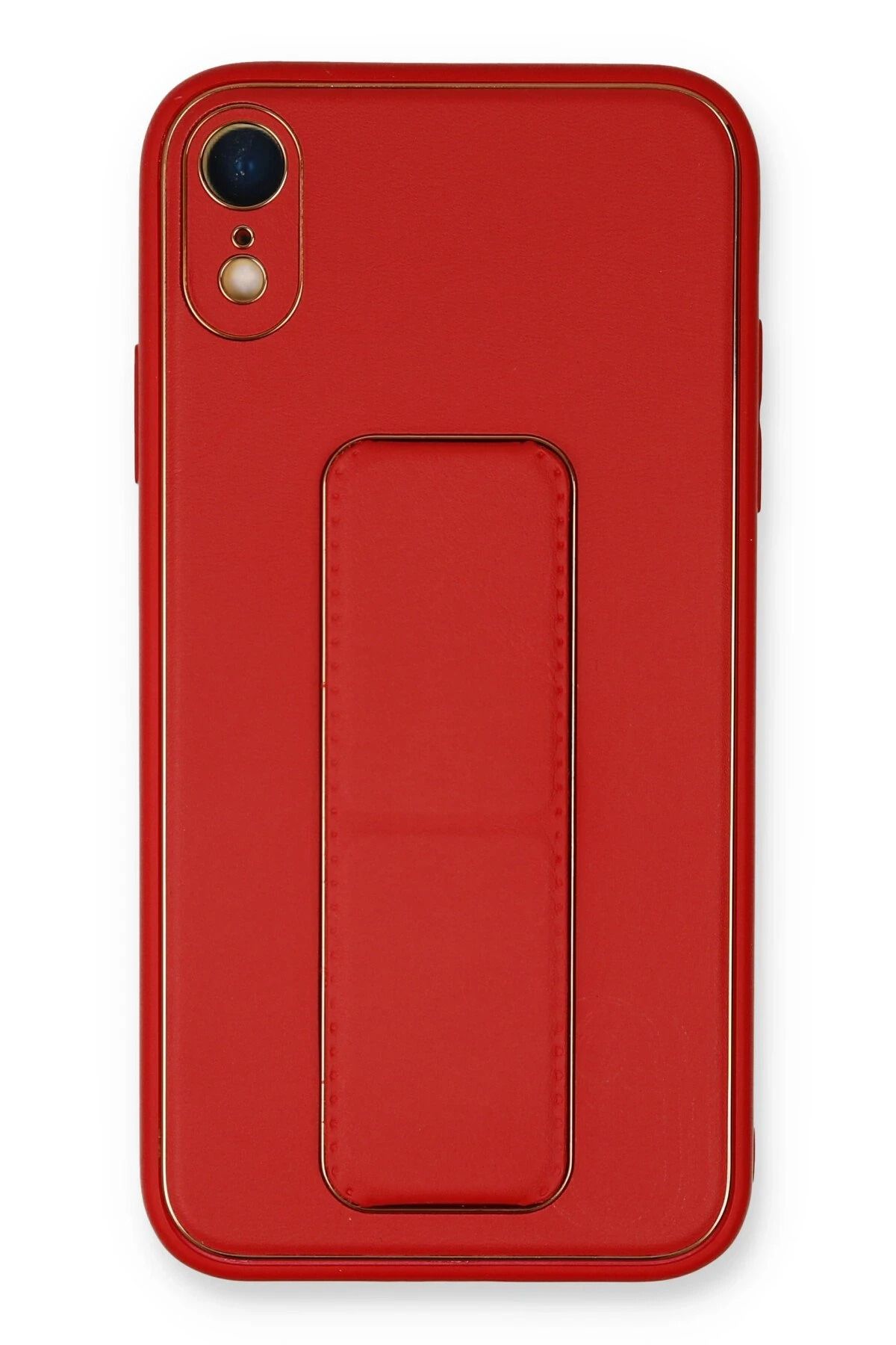 NewFace iPhone XR Kılıf Coco Deri Standlı Kapak - Kırmızı HNZRN