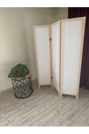 Yc Dekor Ahşap Paravan Ahşap Seperatör 3 Kanatlı Çift Taraflı Beyaz Mdf 120x170