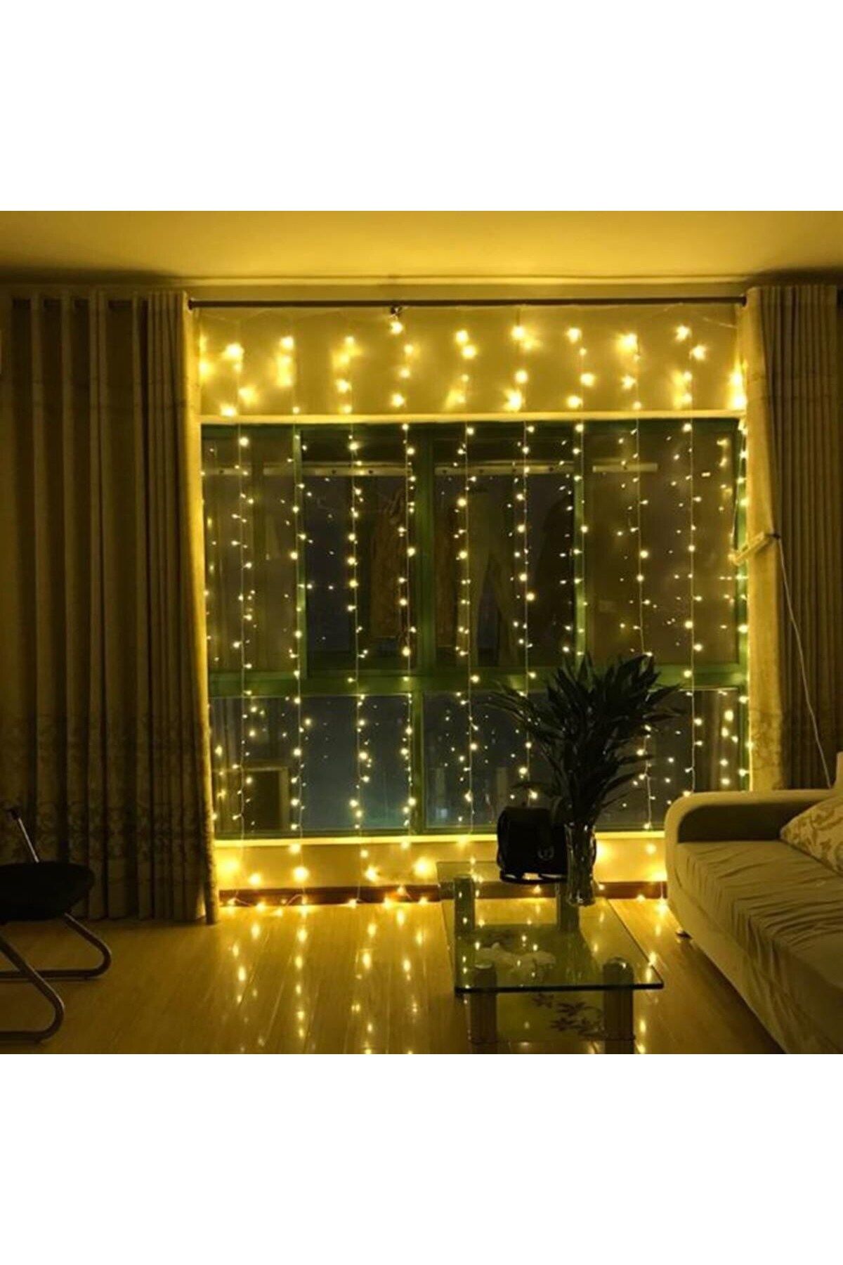 Emperium 8 Fonksiyonlu 200 Led 10 Saçak Şerit Led 2x2 Perde İp Led (Gün Işığı) (5122)