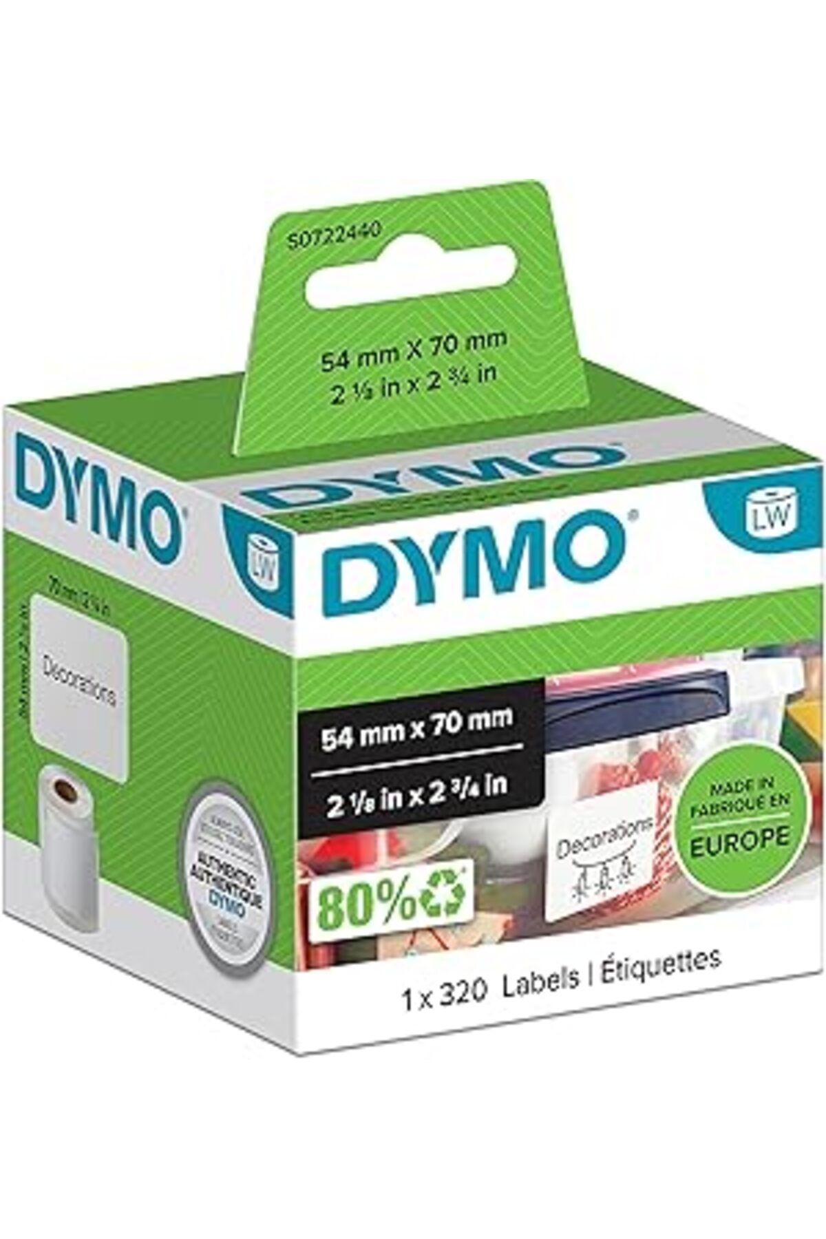Pazarcan Dymo S0722440, Lw Disket Etiketi, (70X54 Mm) 320 Etiket/Paket - (99015)