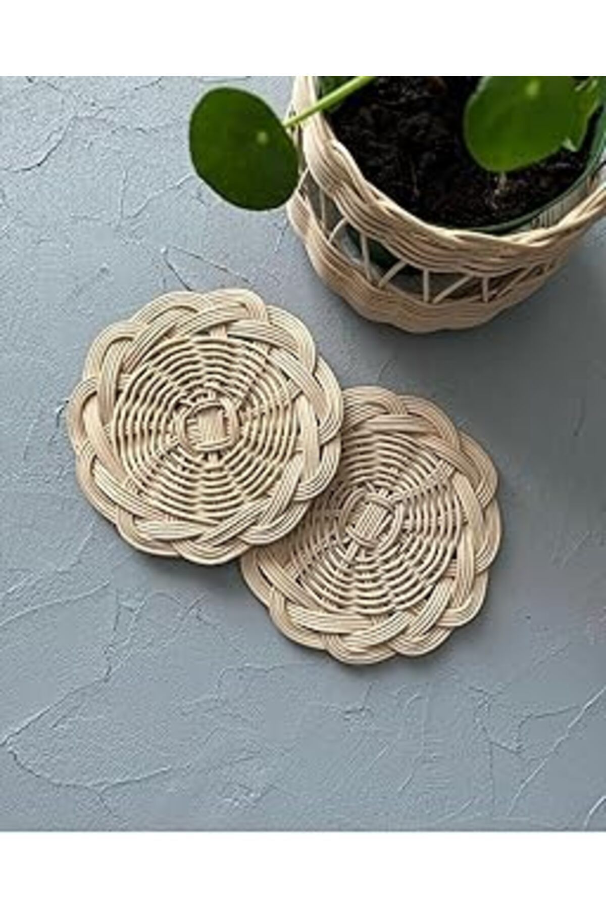 karadağsb Rattan Yuvarlak Bardak Altlığı (1, Natural)