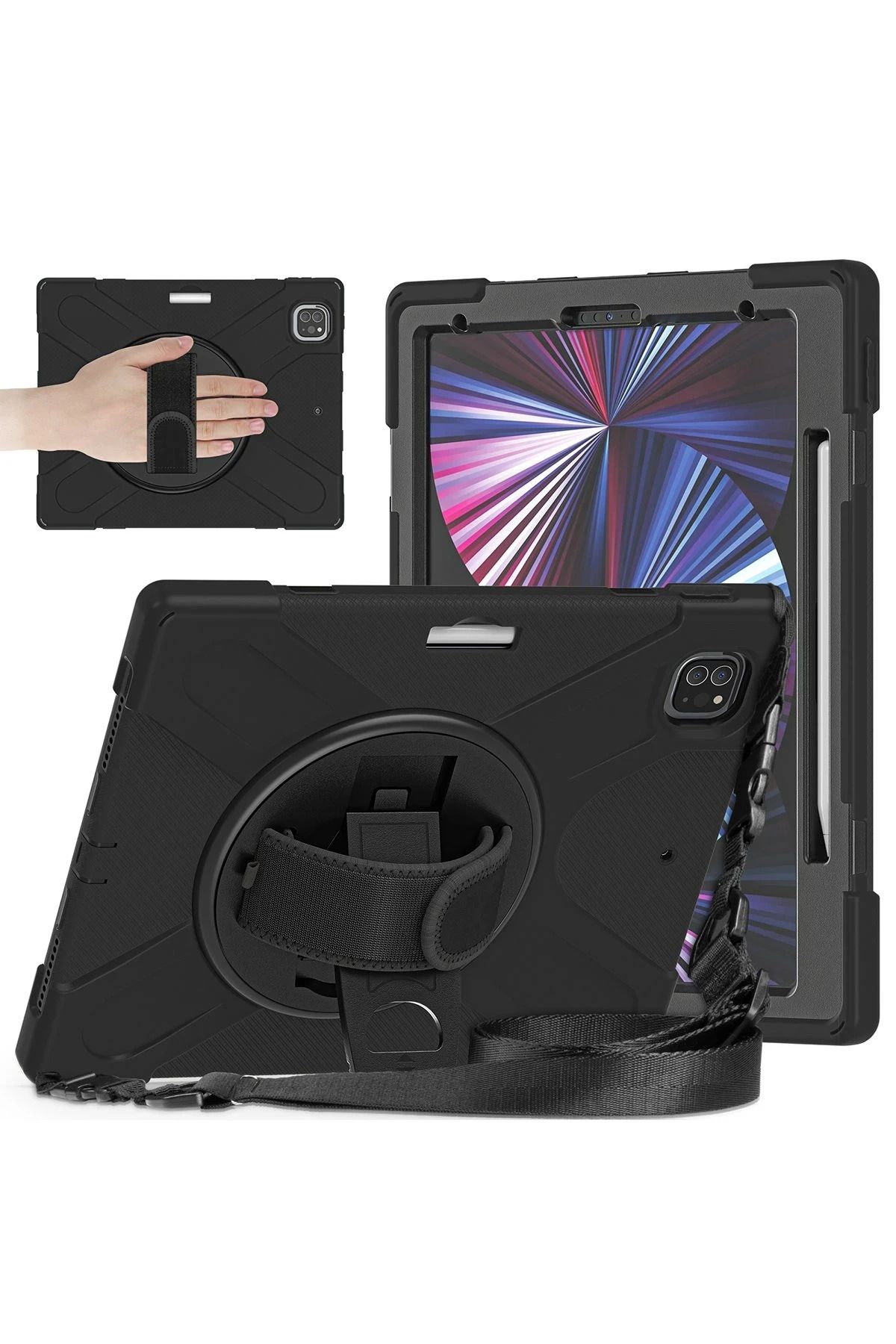 NewFace iPad Pro 12.9 (2020) Kılıf Amazing Tablet Kapak - Siyah BSTMY