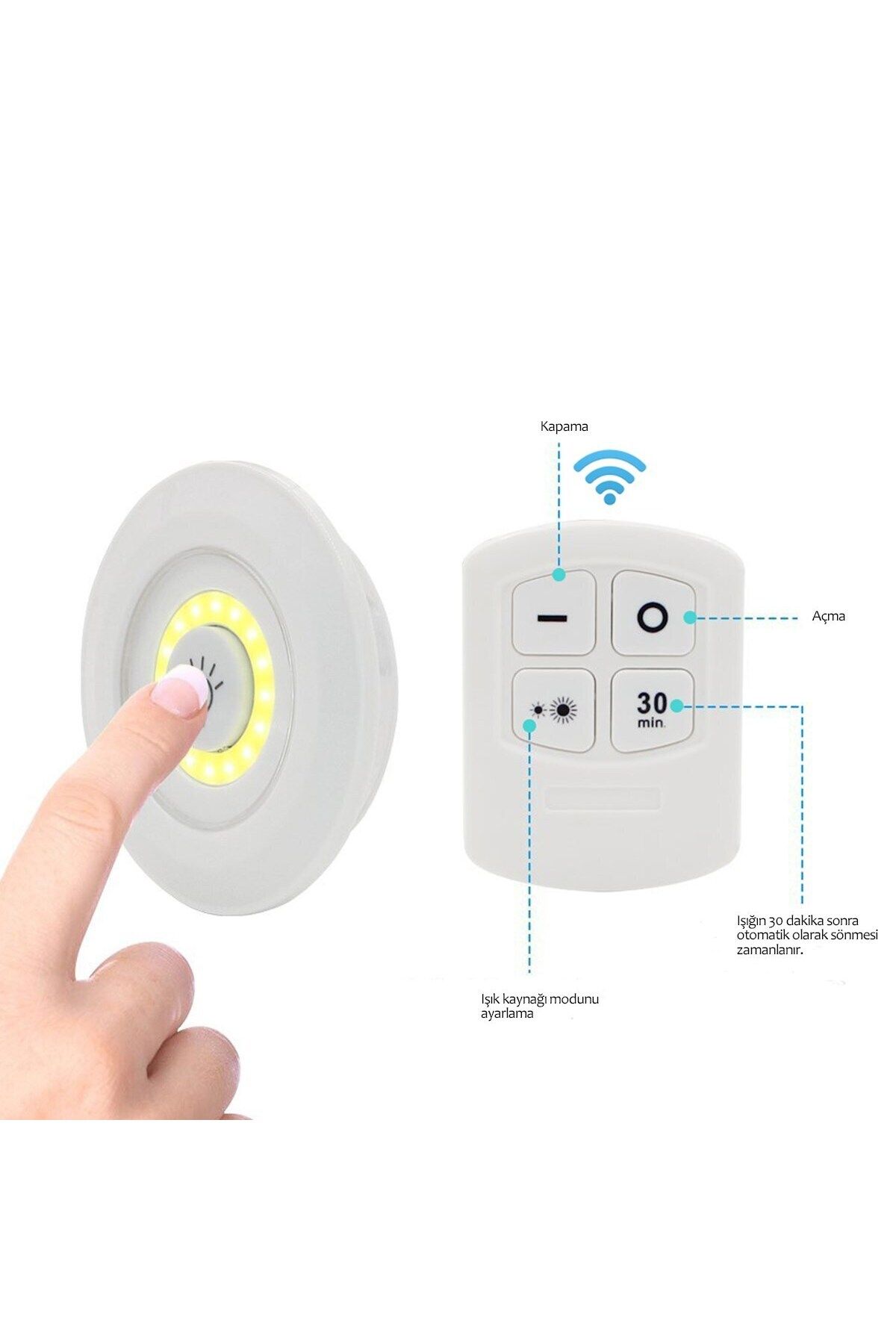 Emperium 3'lü Uzaktan Kumandalı Pilli Yapışkanlı Kablosuz Led Spot Lambalar (5122)