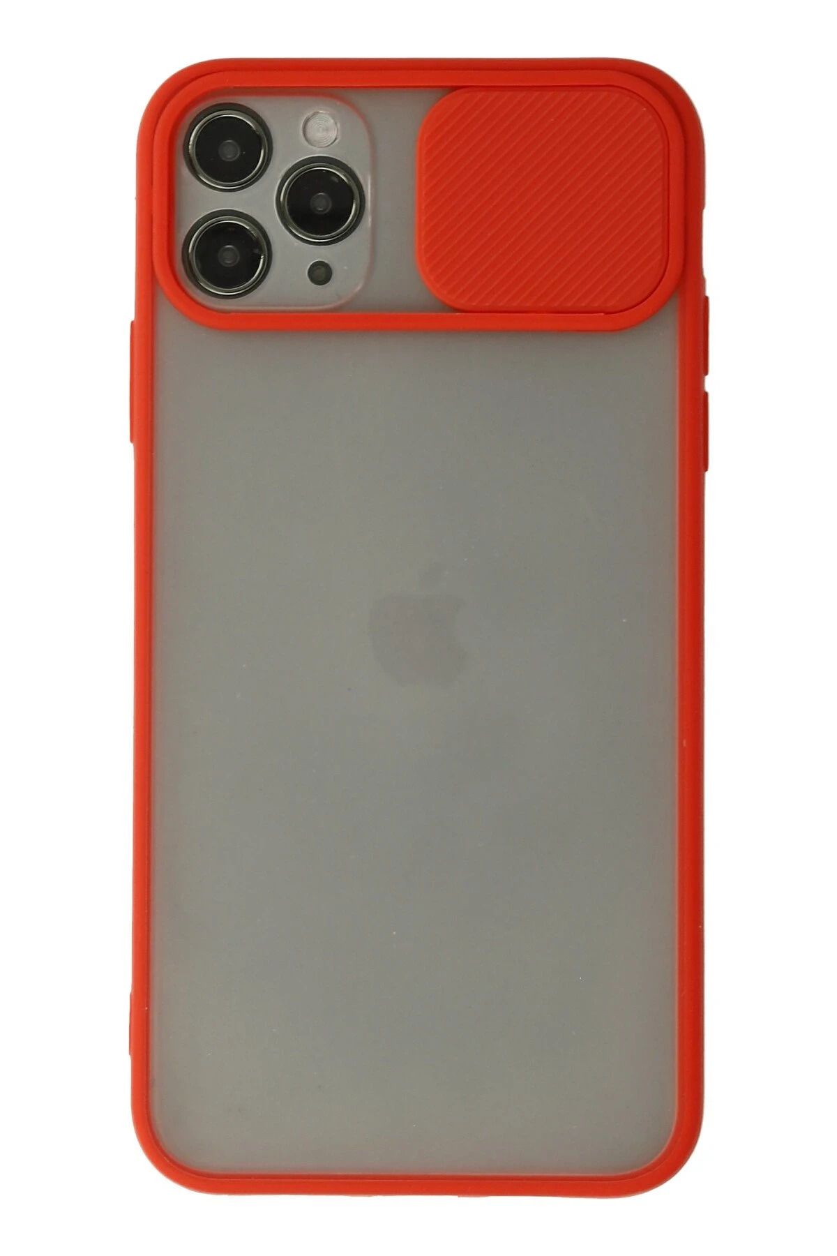 NewFace iPhone 11 Pro Kılıf Palm Buzlu Kamera Sürgülü Silikon - Kırmızı NRMSA